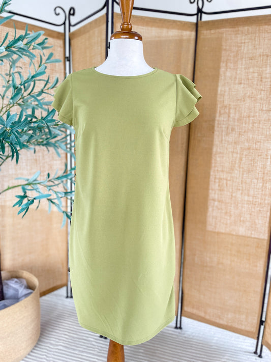 Ruffle Sleeve Simple Dress