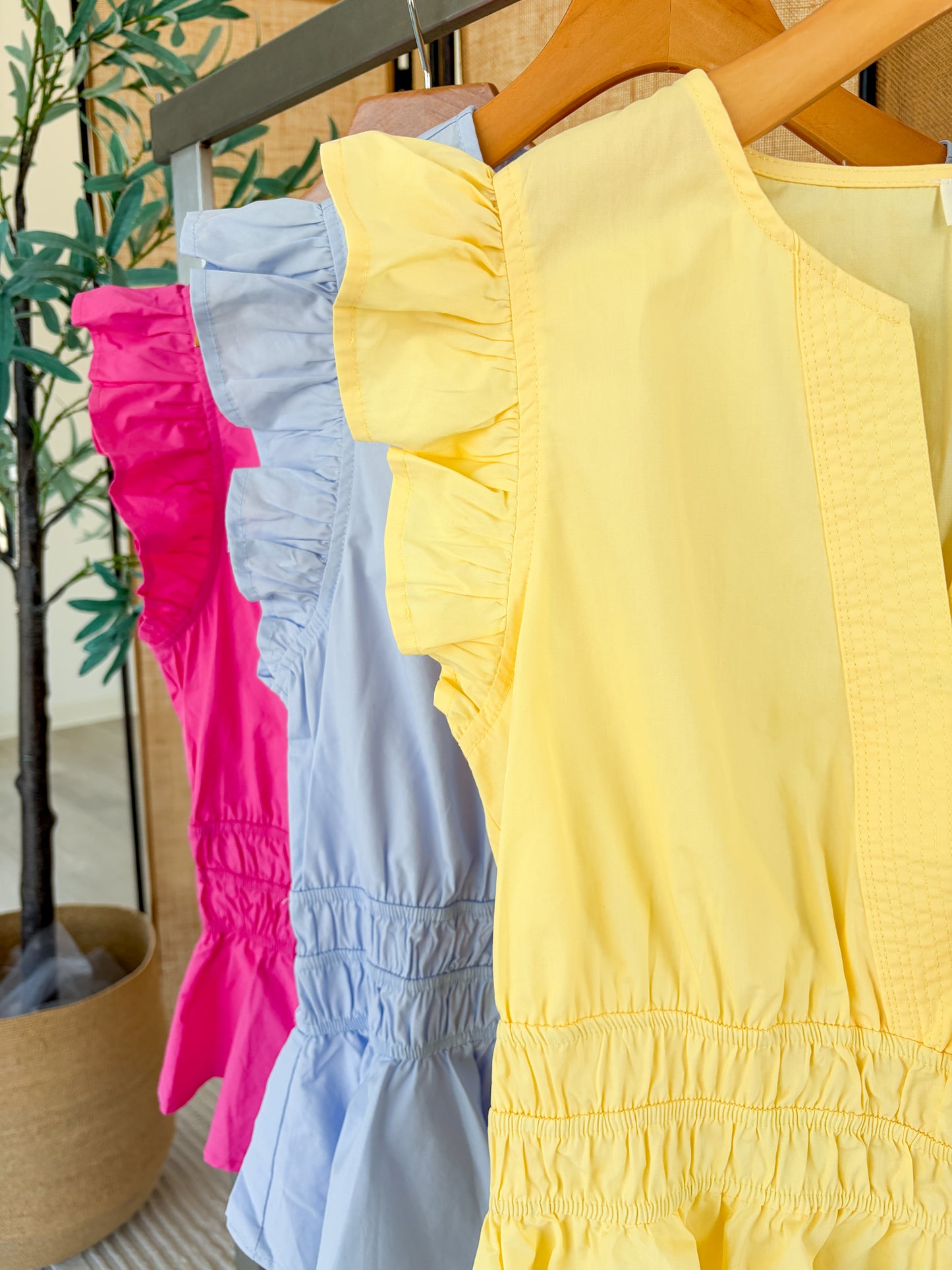 Cinched Flutter Sleeve Blouse