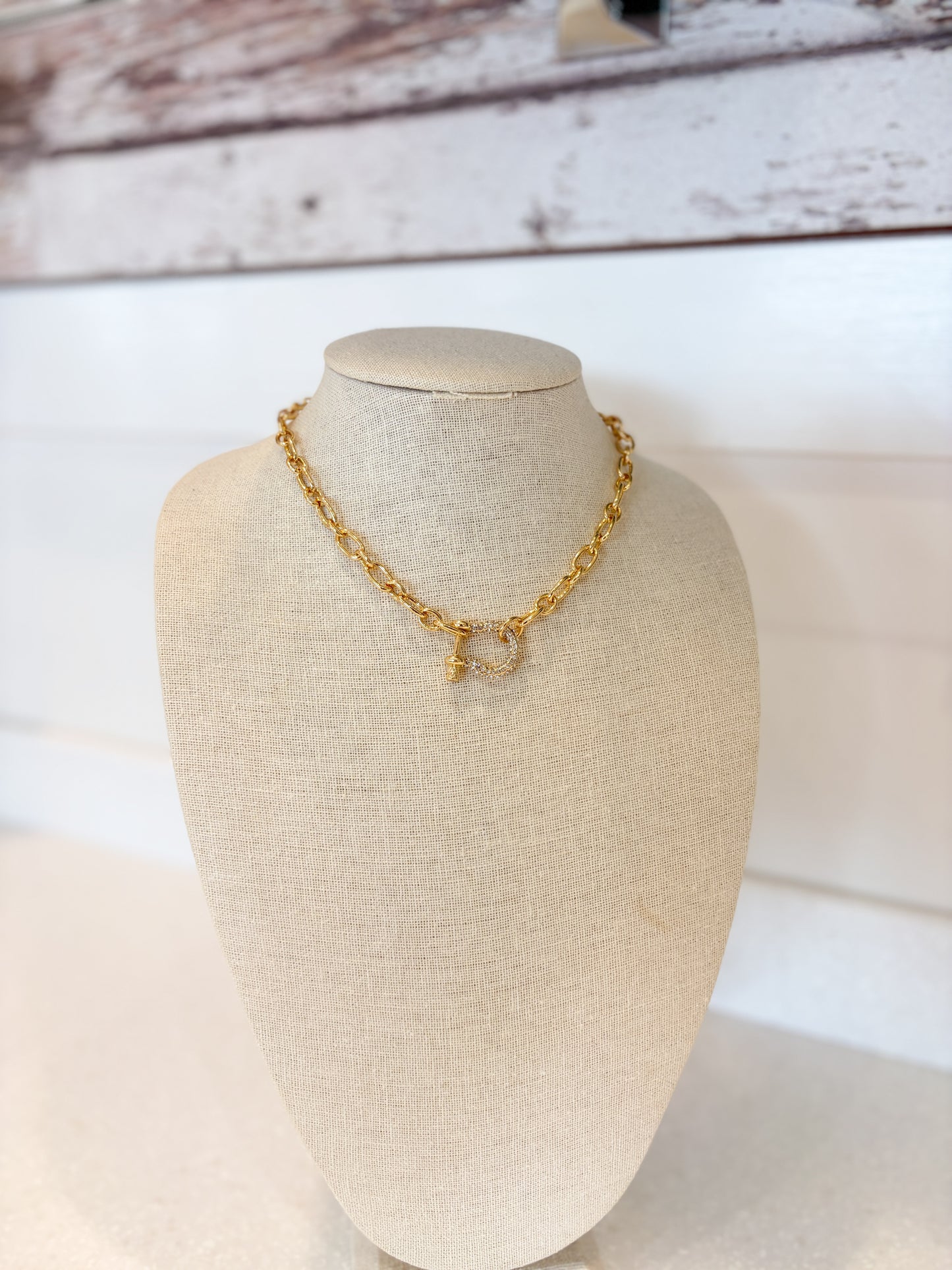 Rhinestone Buckle Necklace