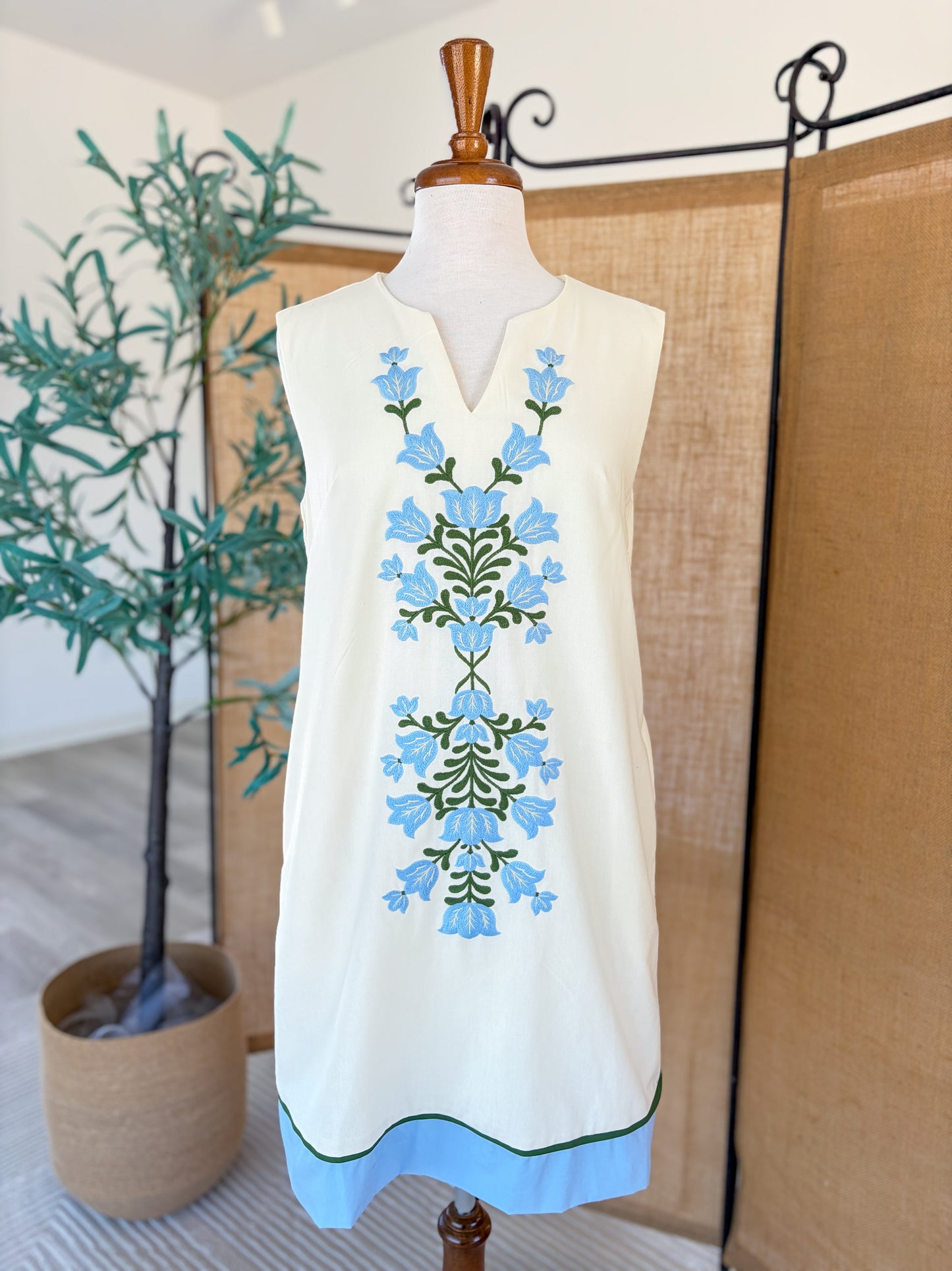 Violet Embroidered Shift Dress