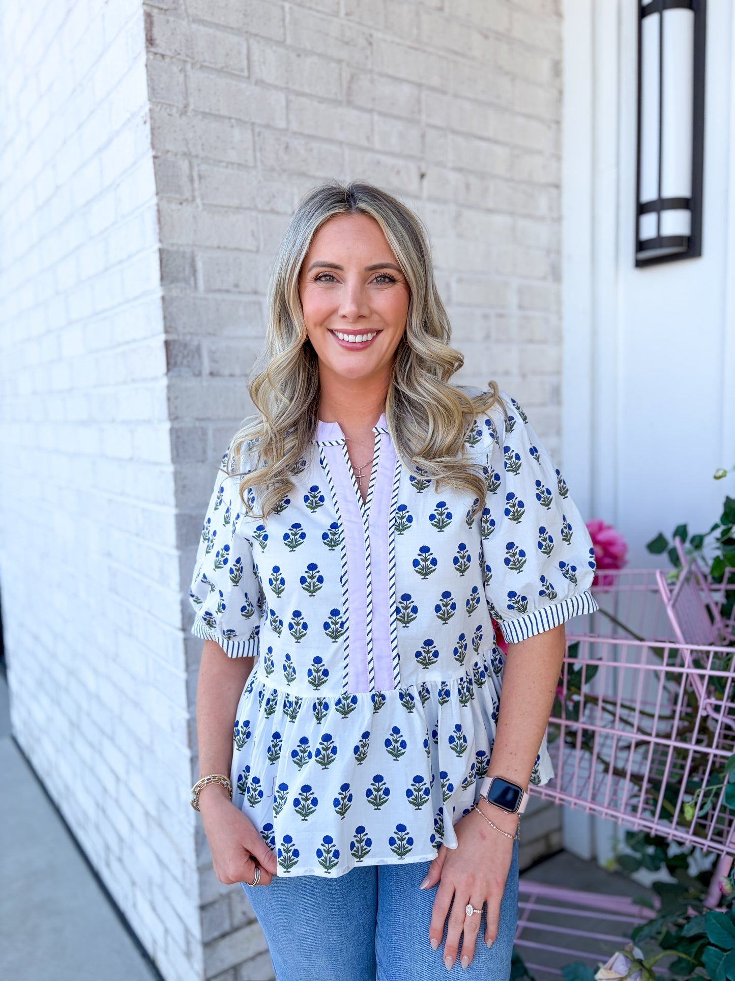 Patterned Babydoll Top