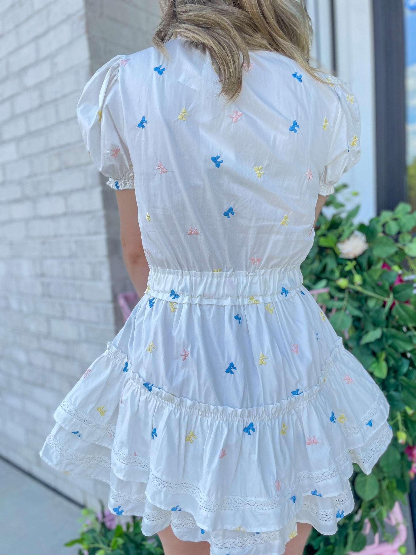 Louise Embroidered Bow Dress