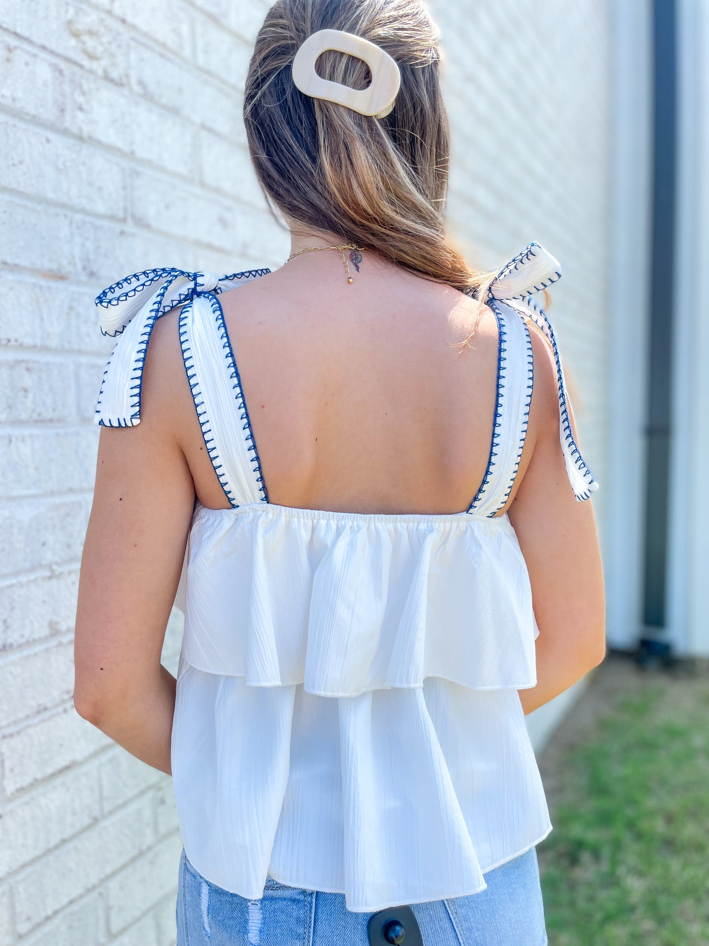 Lily Tie Strap Ruffle Top