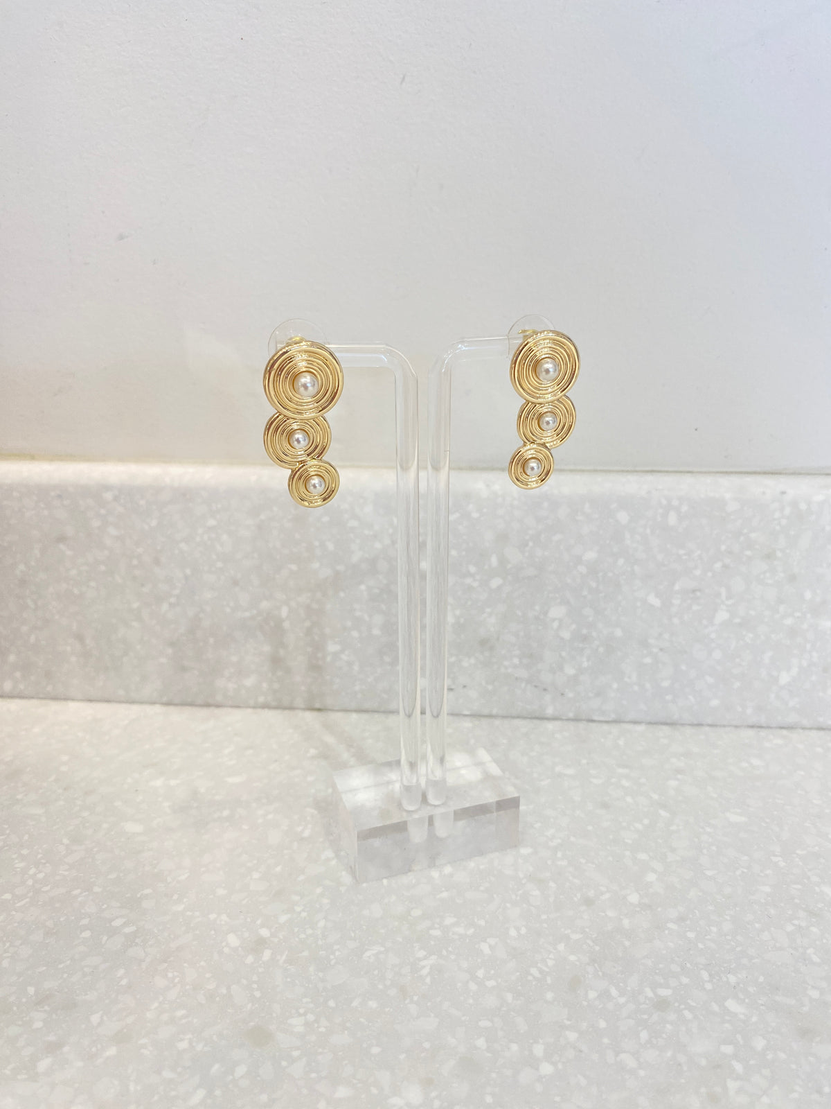 Pearl Circular Dangle Earrings