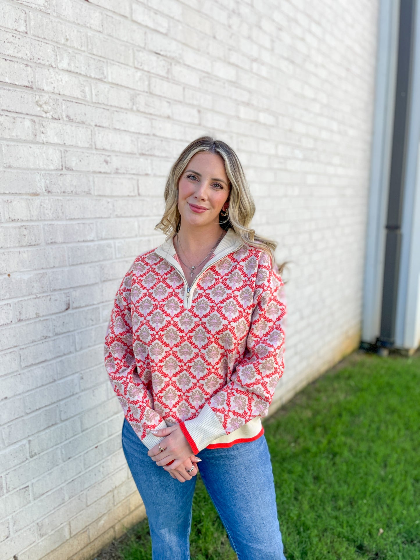 Quarter-Zip Printed Pull Over