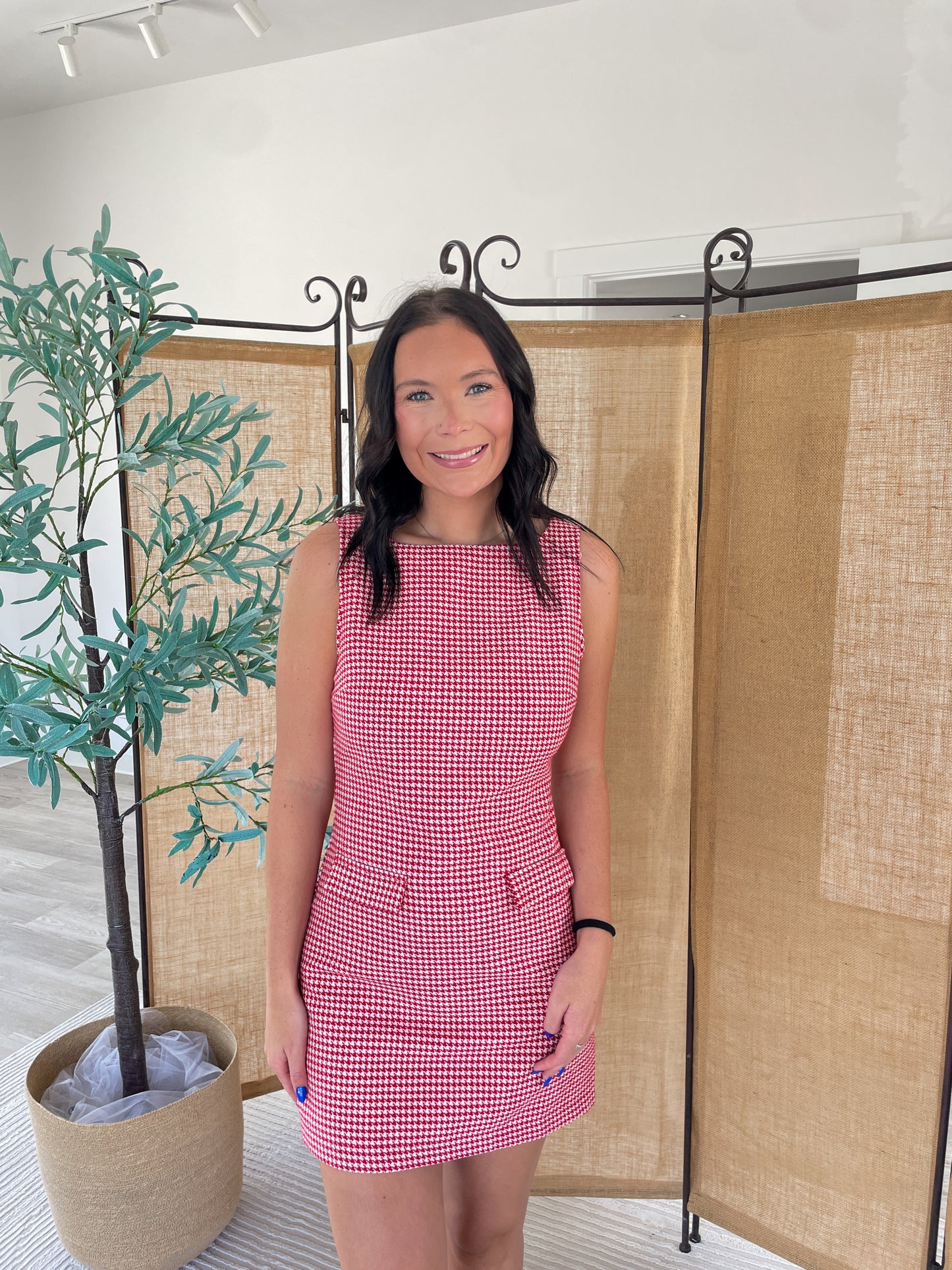 Houndstooth Fitted Dress