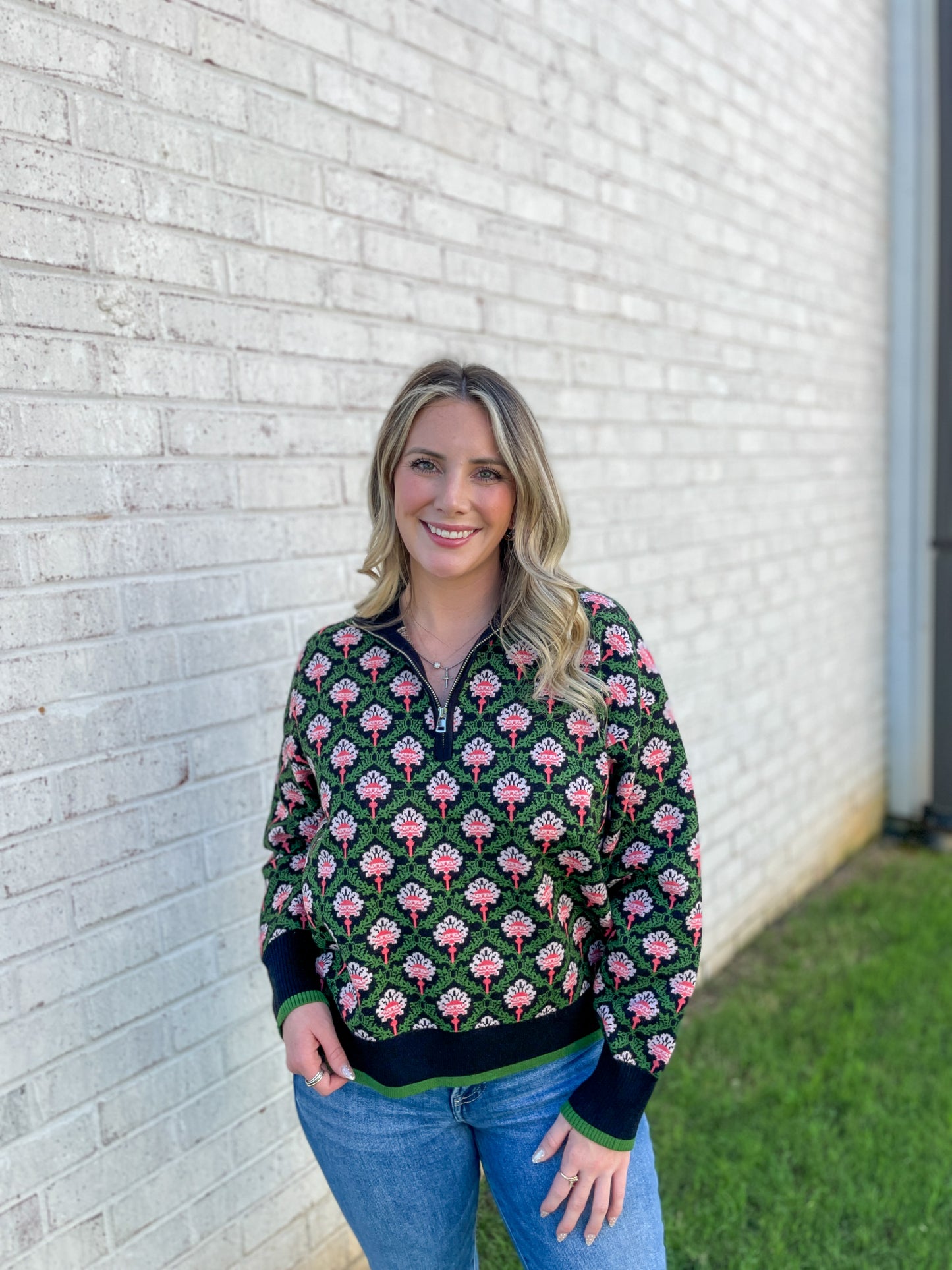 Quarter-Zip Printed Pull Over