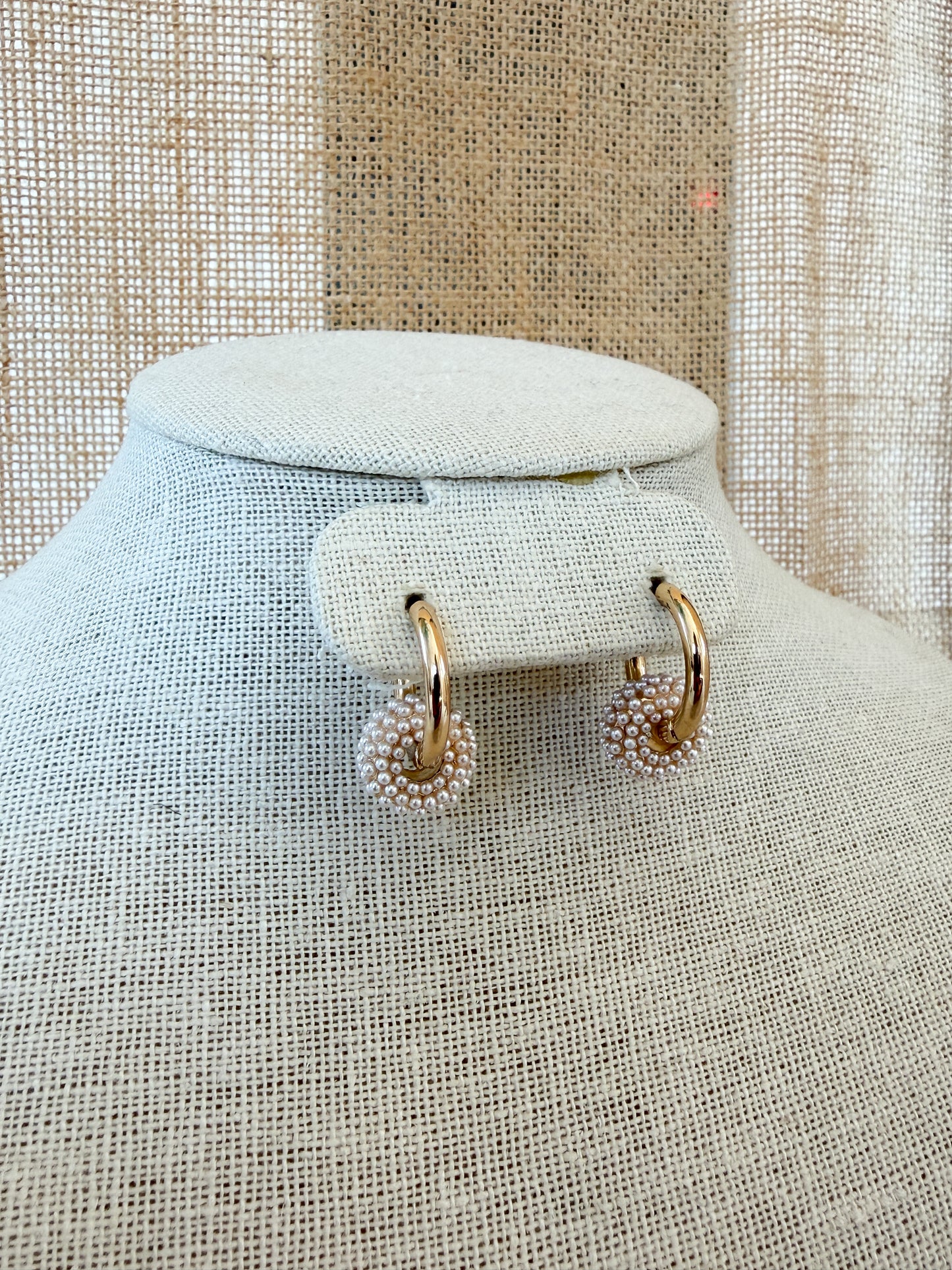 Double Hoop Pearl Earrings