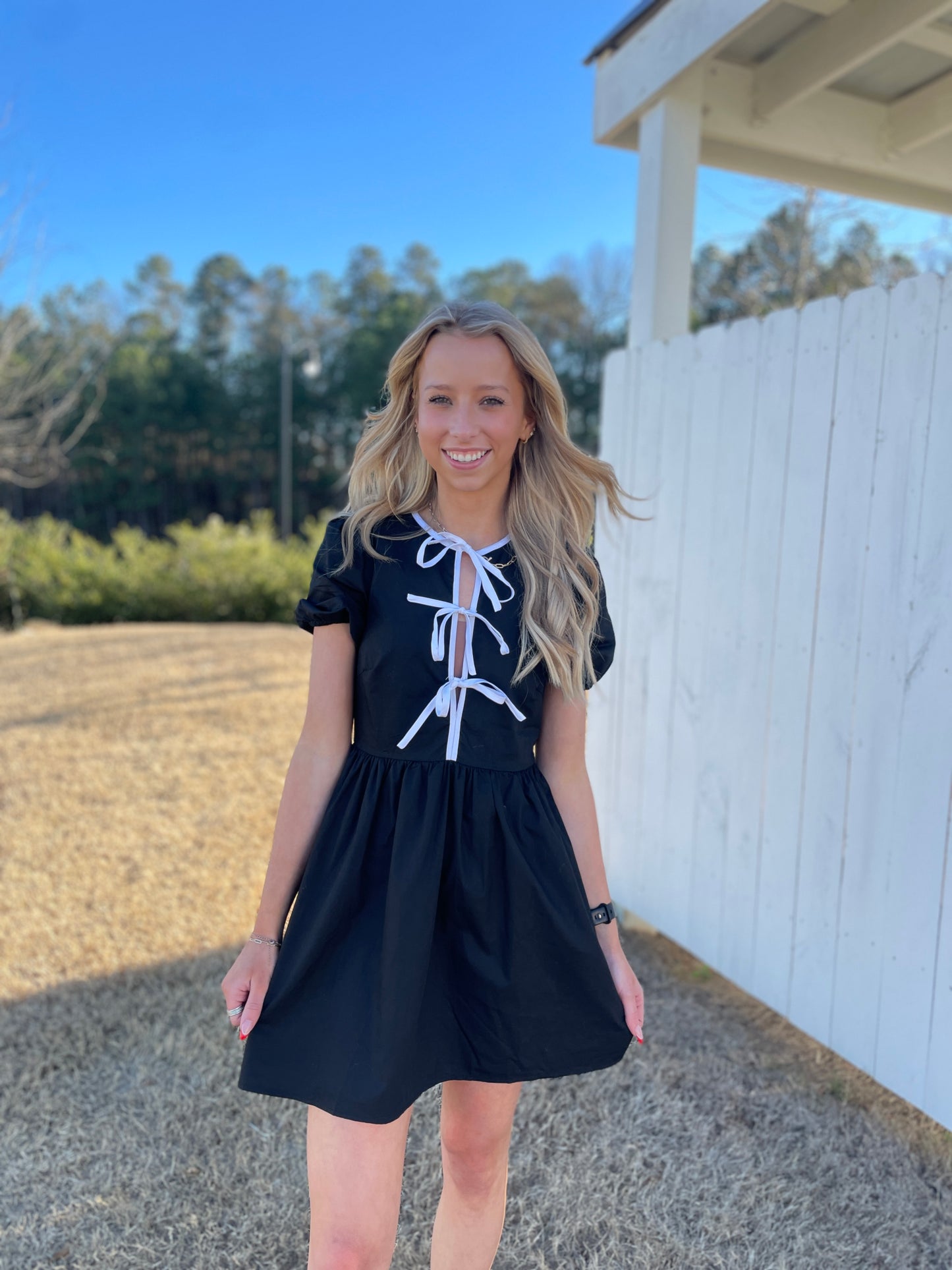 Adelaide Puffy Bow Tie Dress
