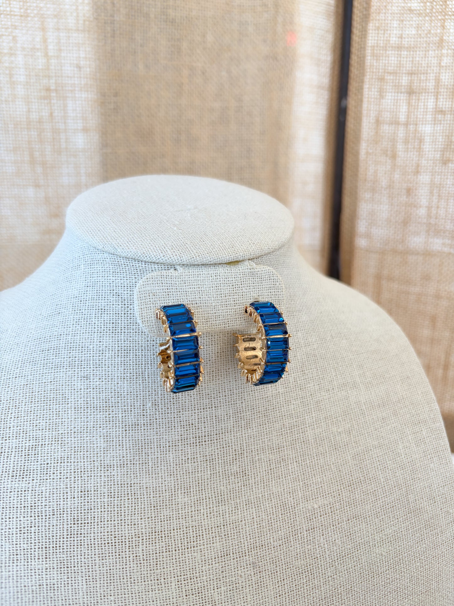 Blue Hoop Gemstone Earrings