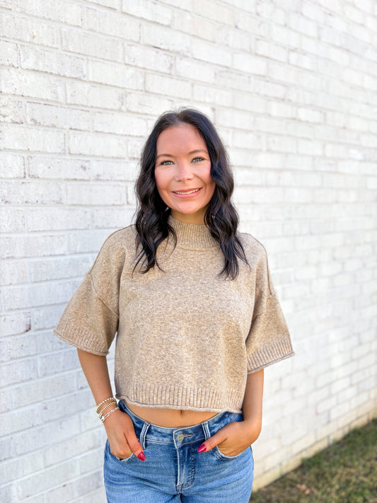 Mock Neck Quarter Sleeve Top