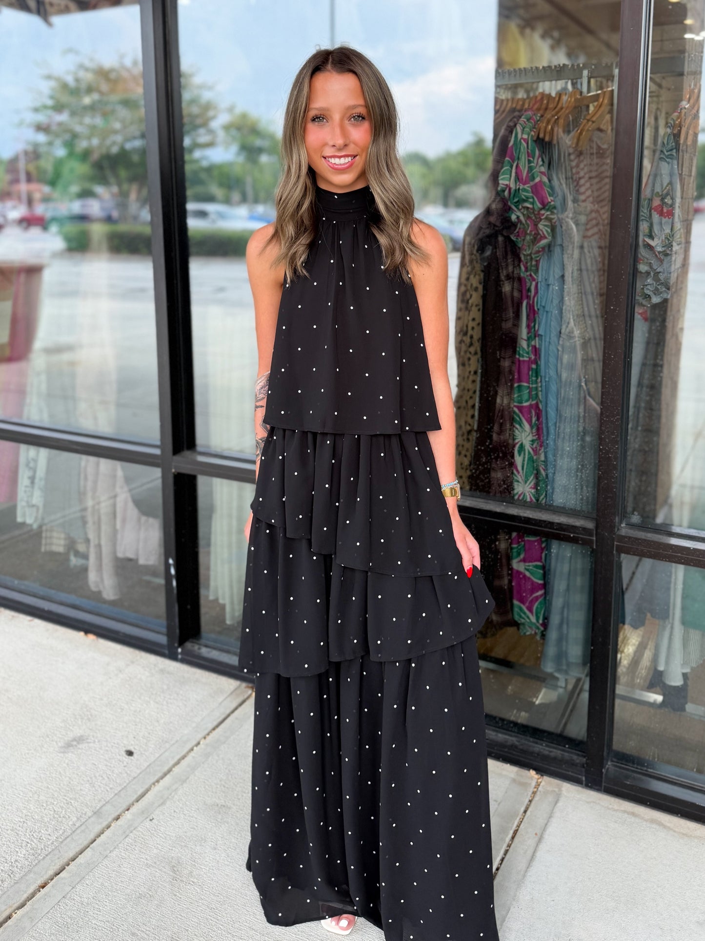 Tiered Polka Dot Maxi Dress