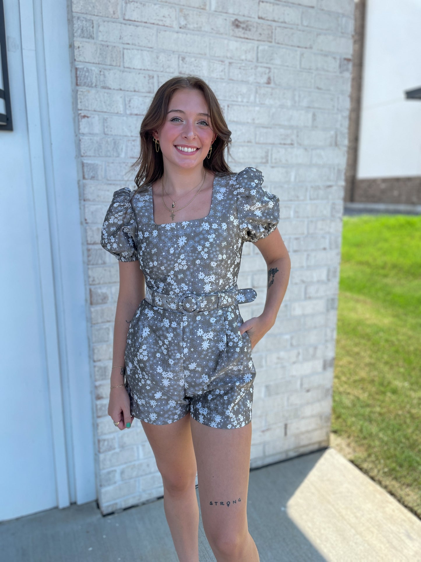 Classy Belted Floral Romper