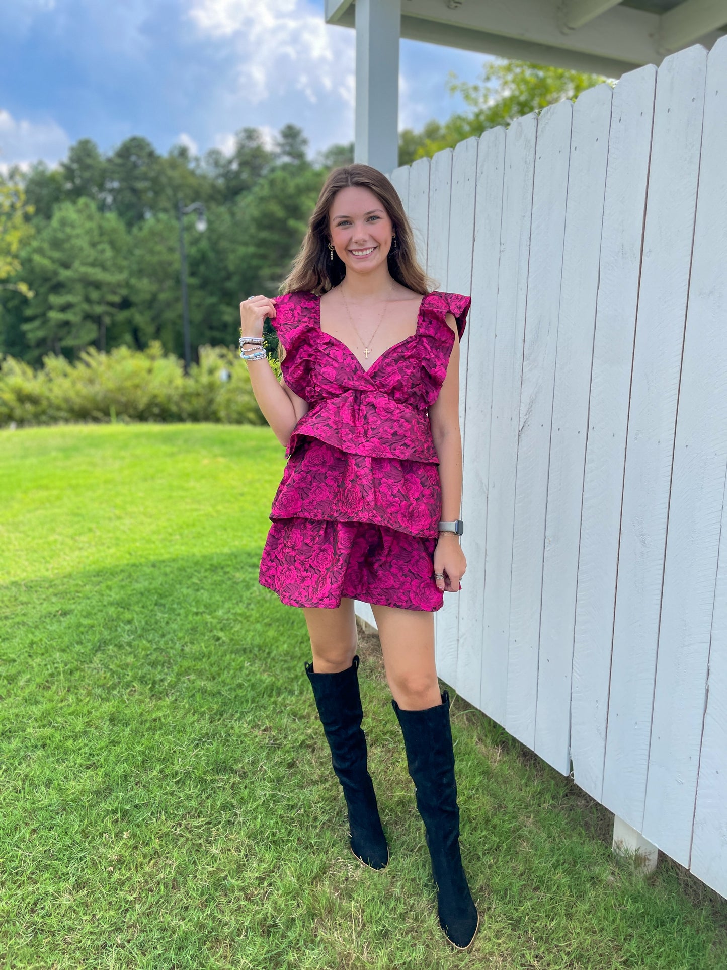 Tiered Rose Mini Dress