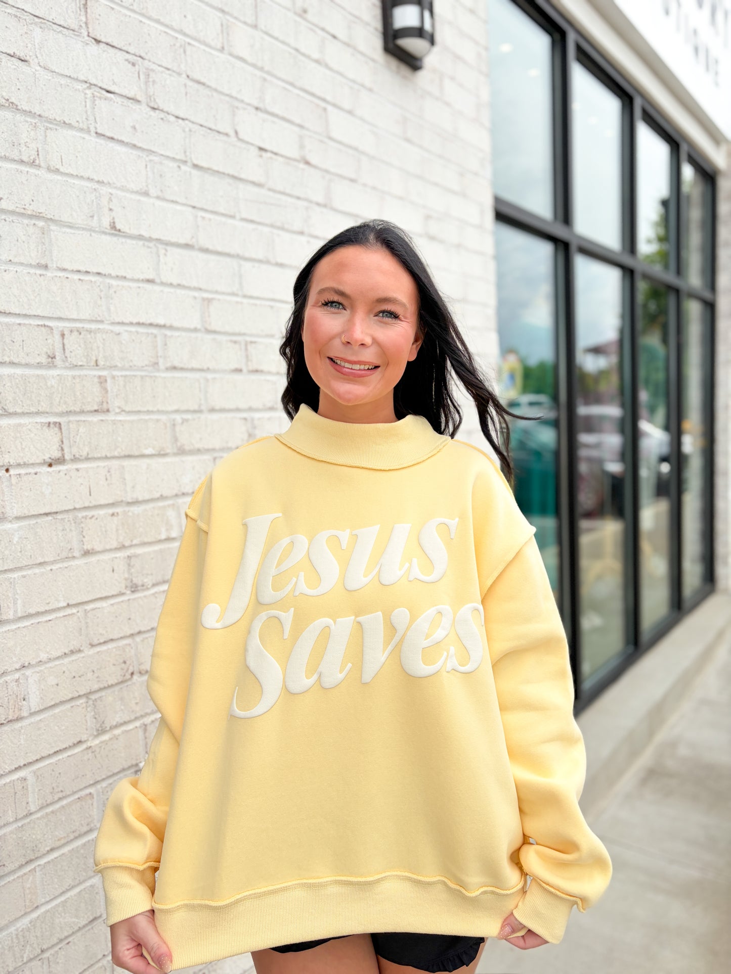 Jesus Saves Mock Neck