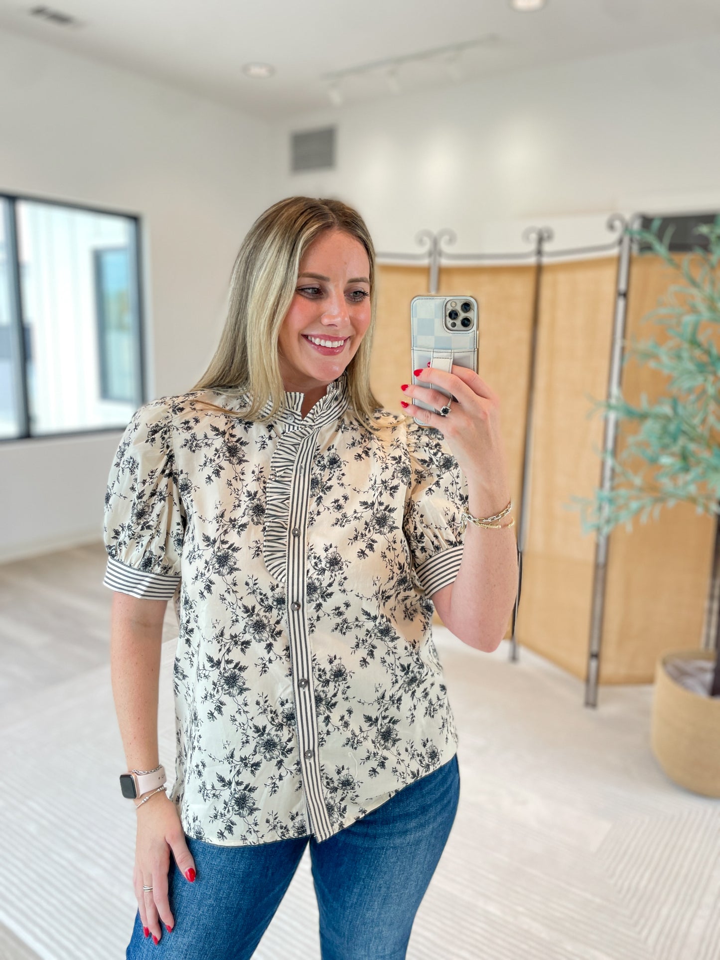 Rita Floral Button Up Top