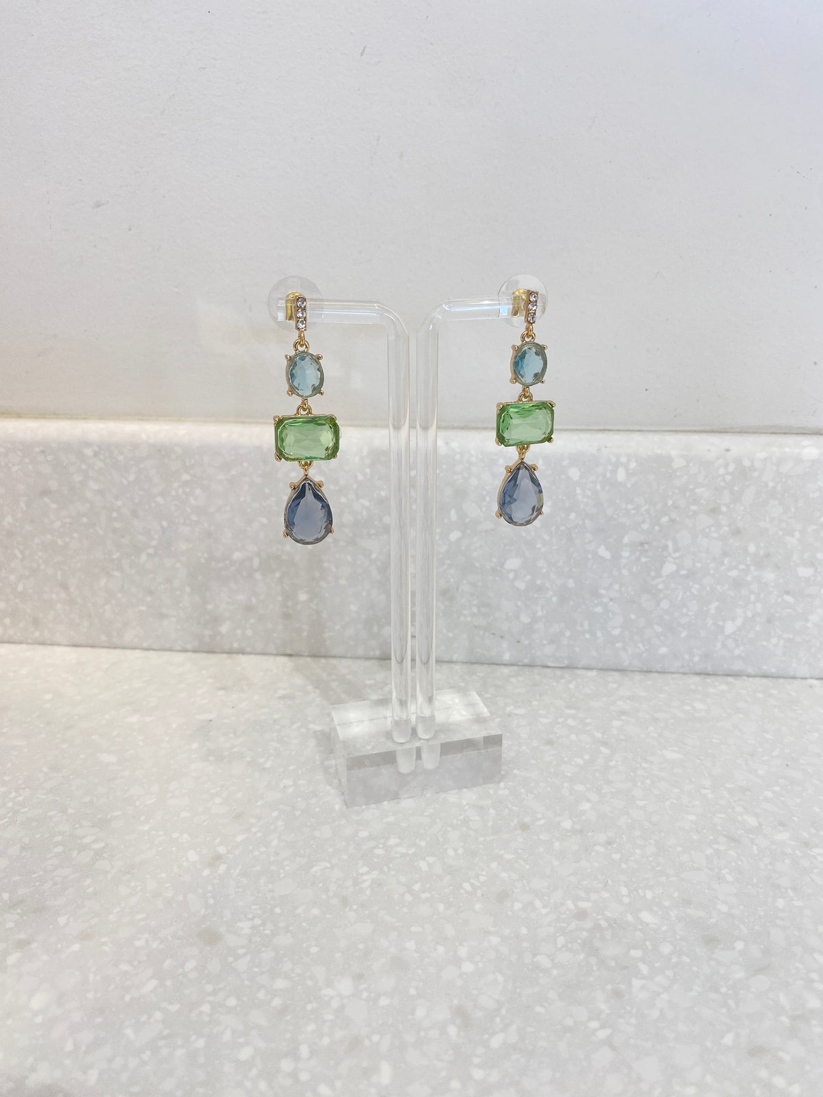 Blue Jewel Dangle Earrings