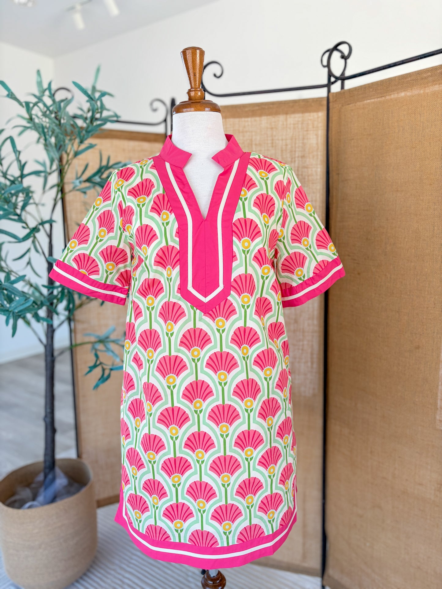 Patterned Short Sleeve Dress