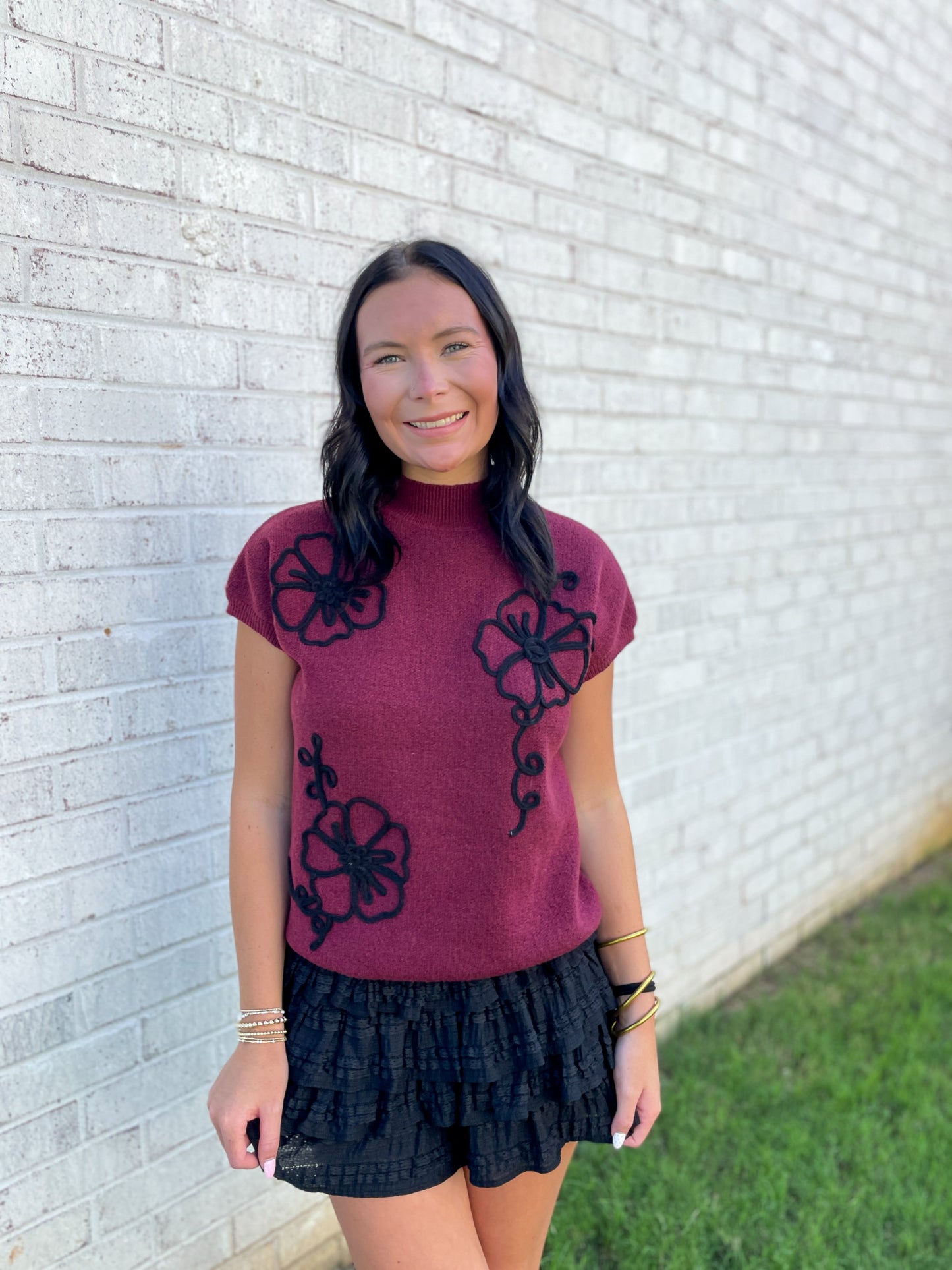 Mabel Flower Sweater Top