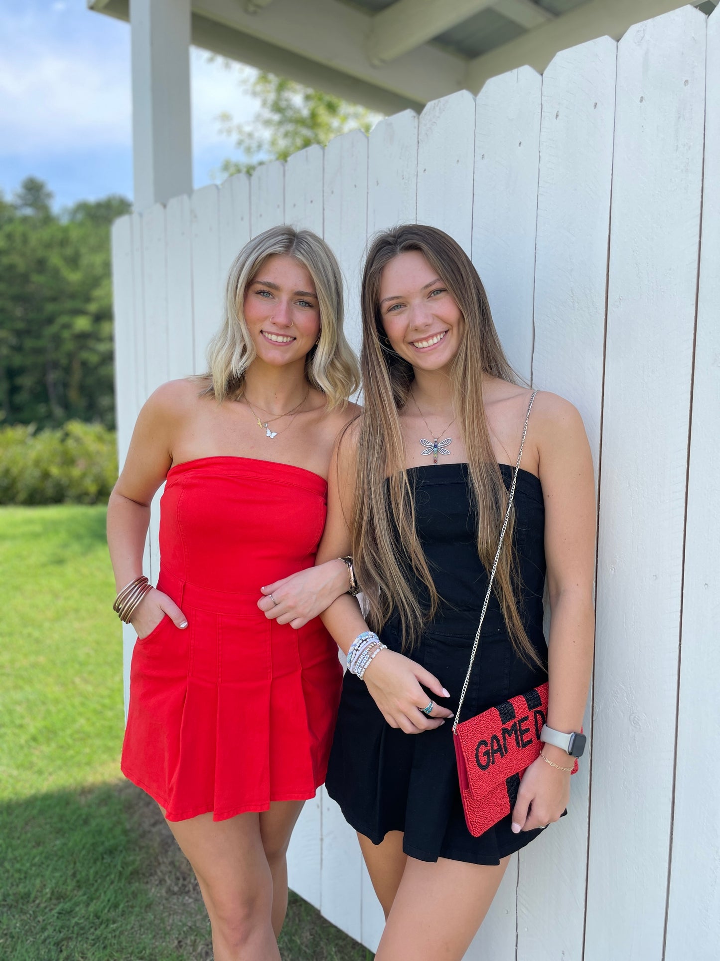 Lincoln Pleated Strapless Denim Romper