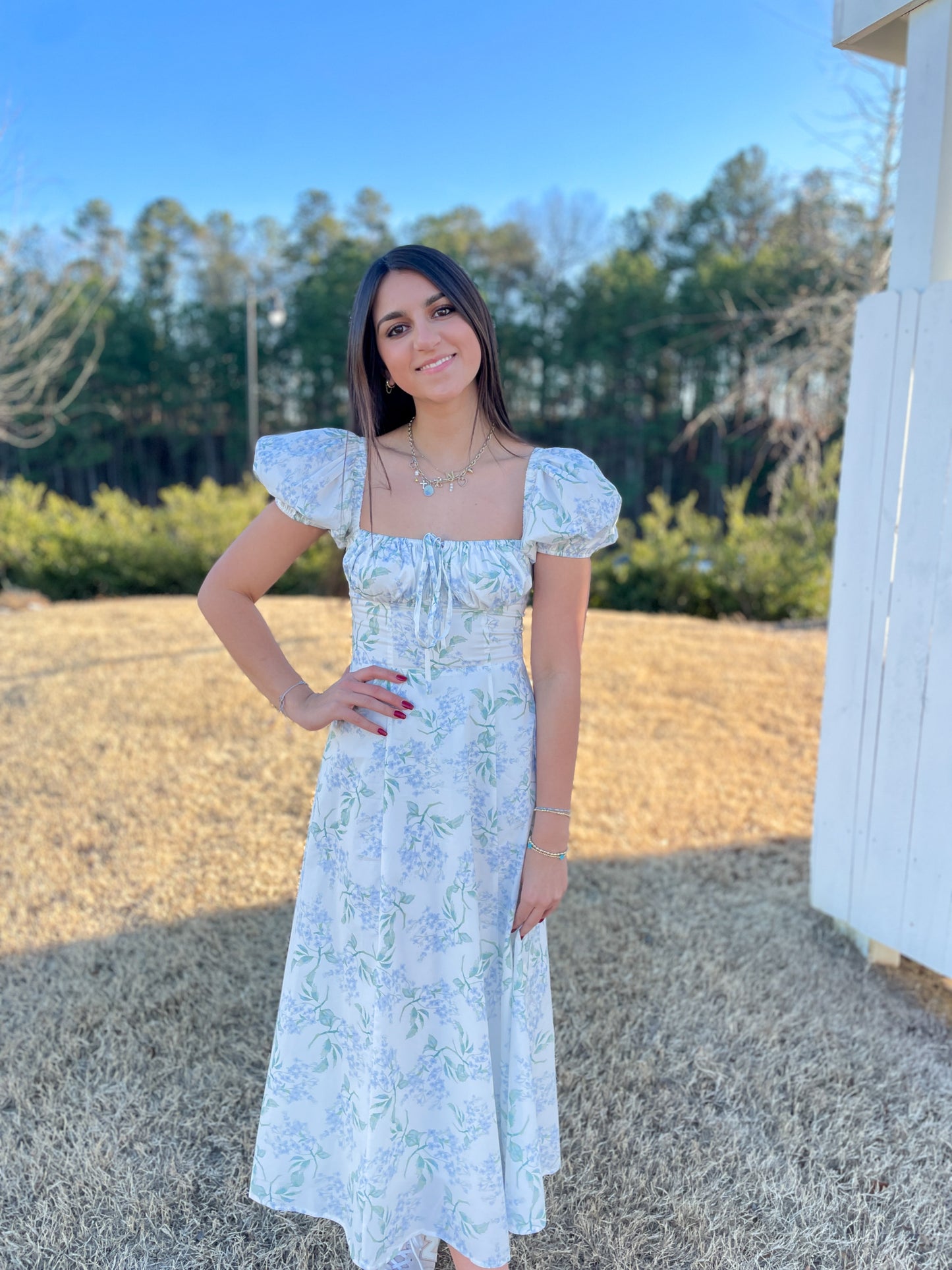 Sophia Puff Sleeve Midi Dress