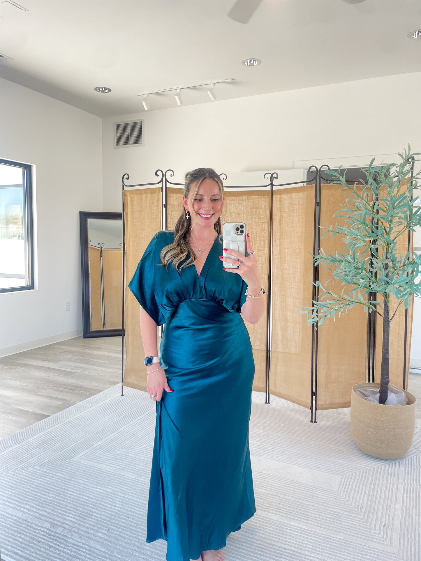 Silk V-Neck Maxi Dress