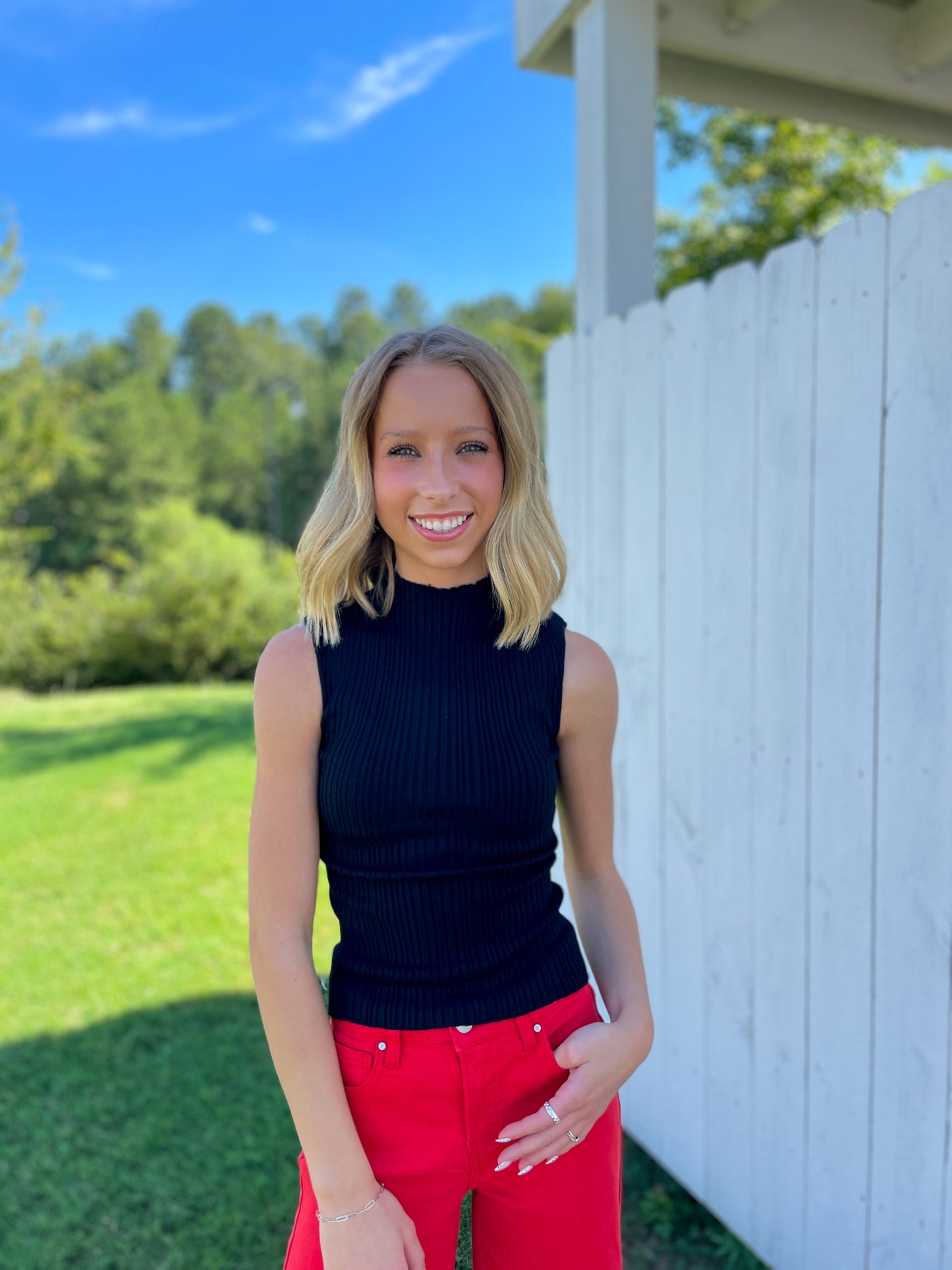Ribbed Mock Neck Top