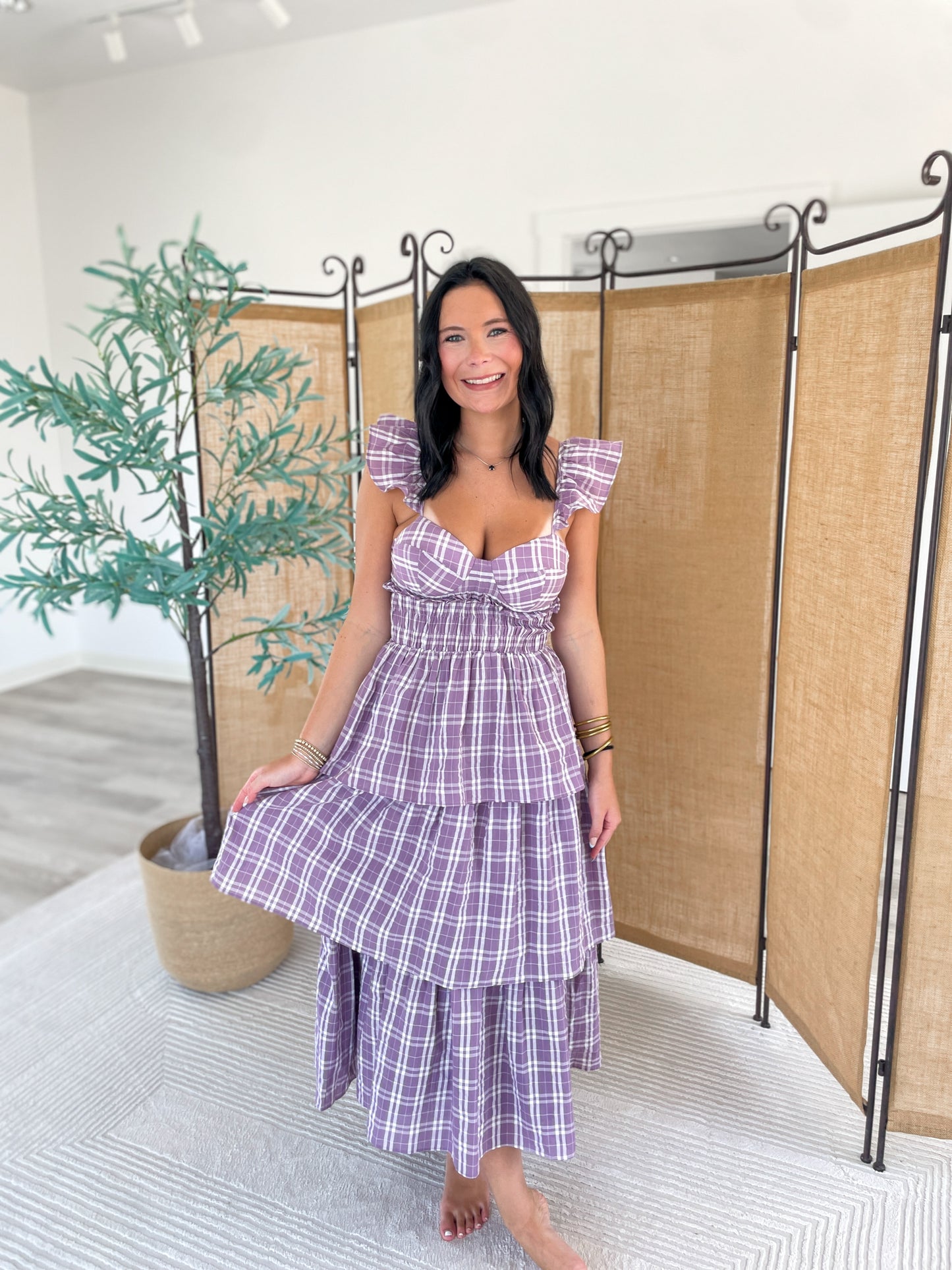 Harper Tiered Flannel Midi Dress