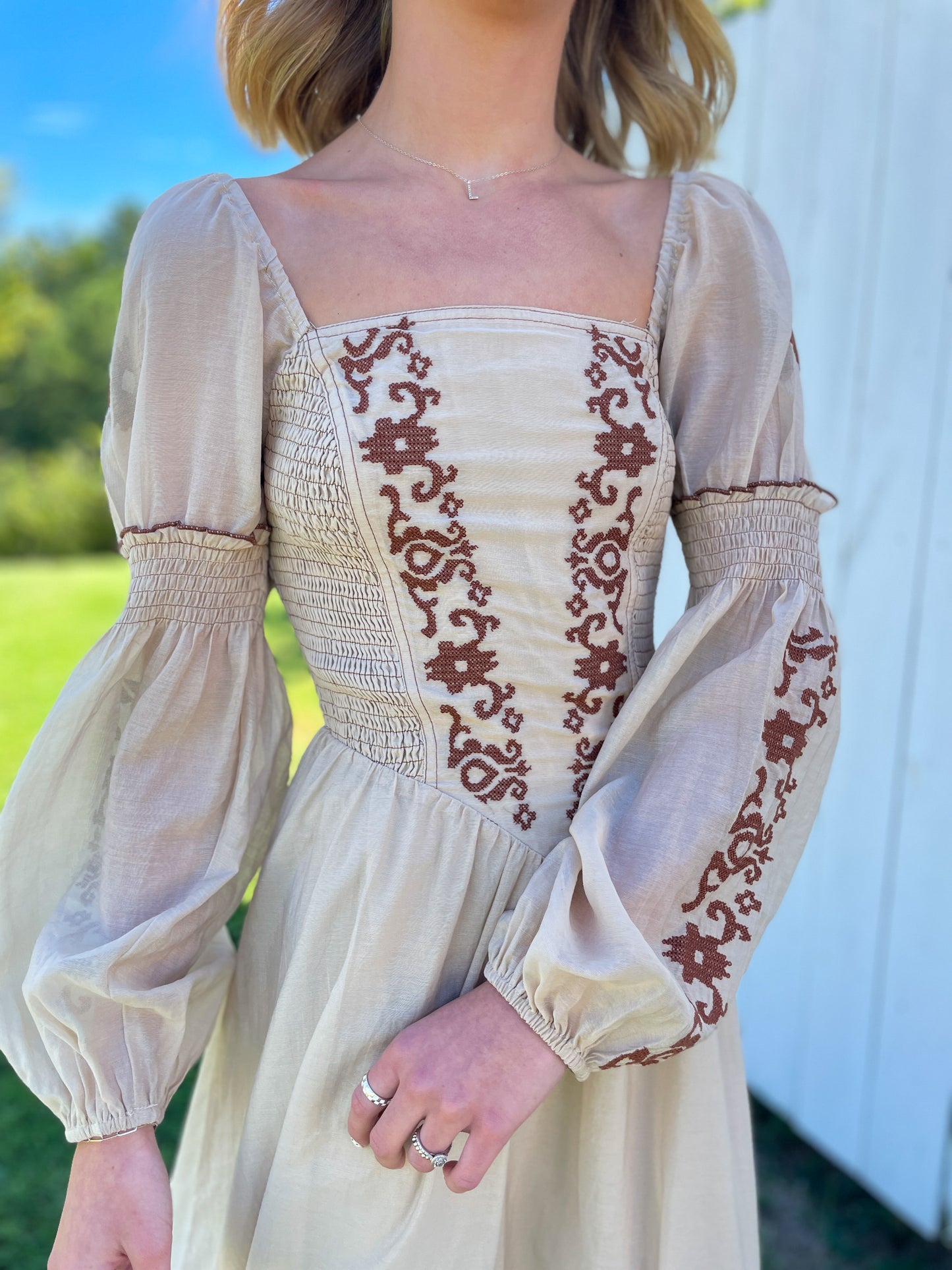 Marshall Embroidered Midi Dress