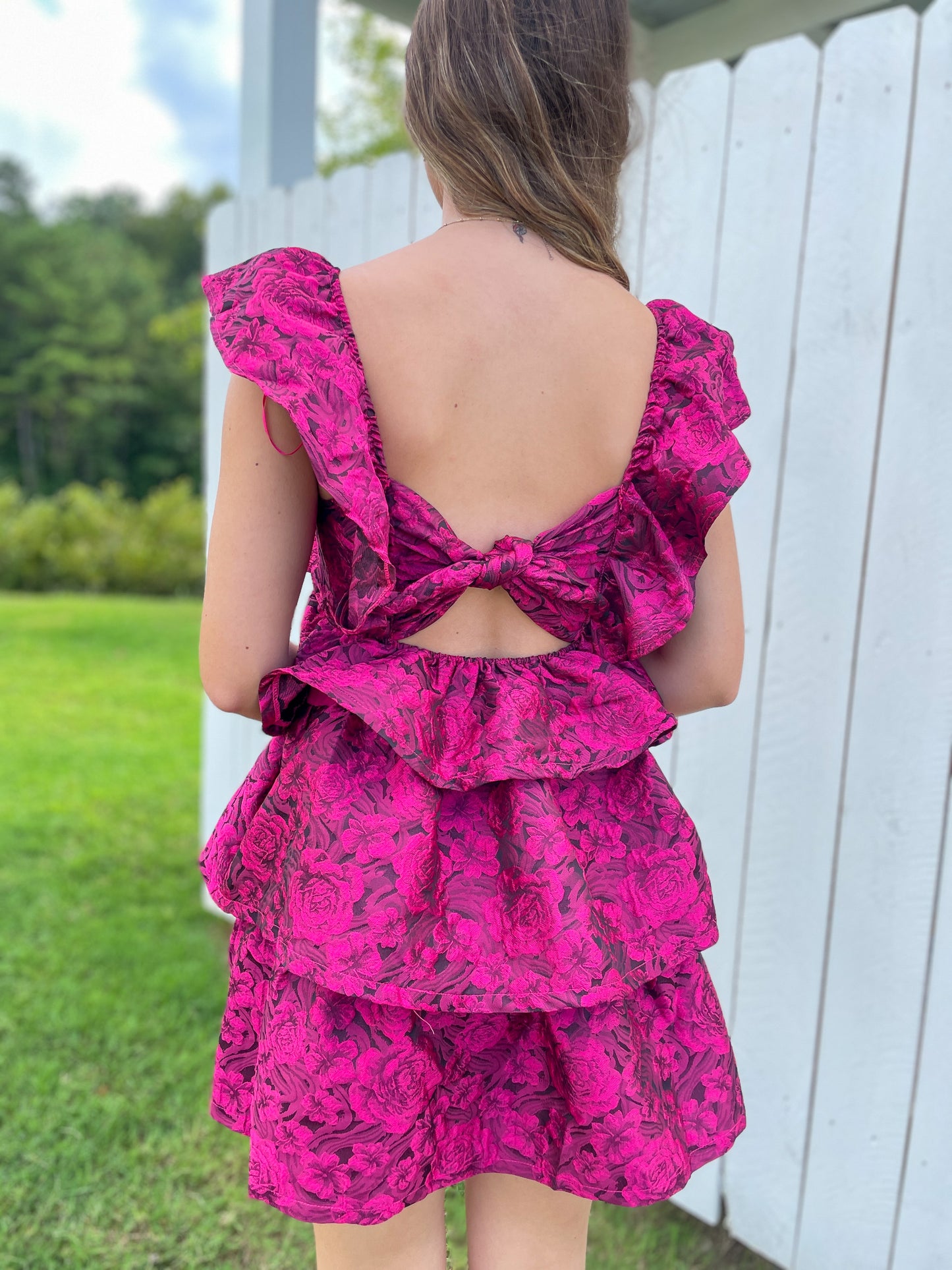 Tiered Rose Mini Dress