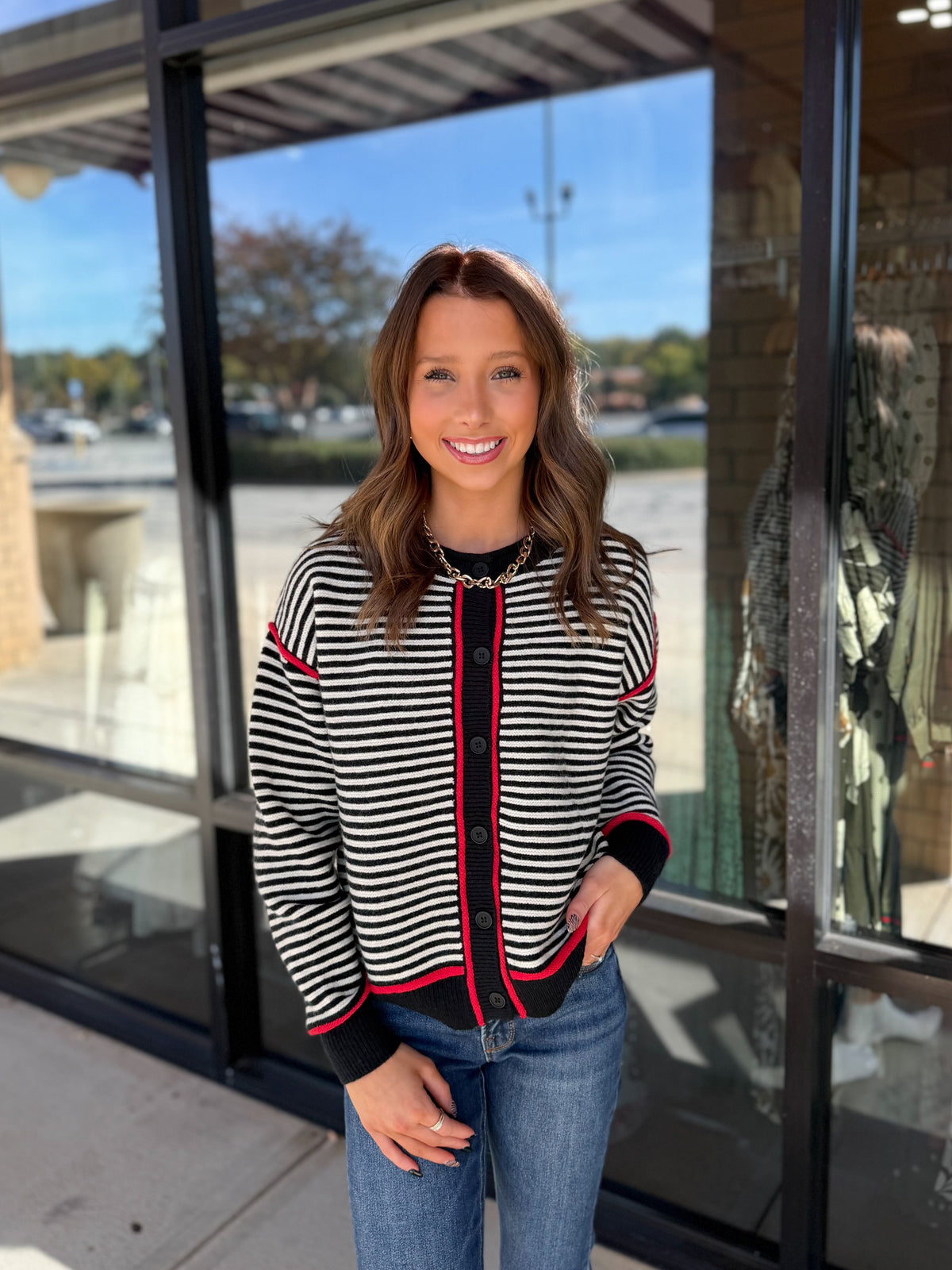 Bennett Striped Button Up Cardigan