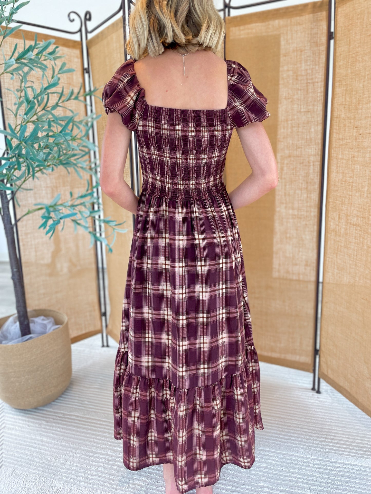 Delphine Puff Sleeve Midi Dress