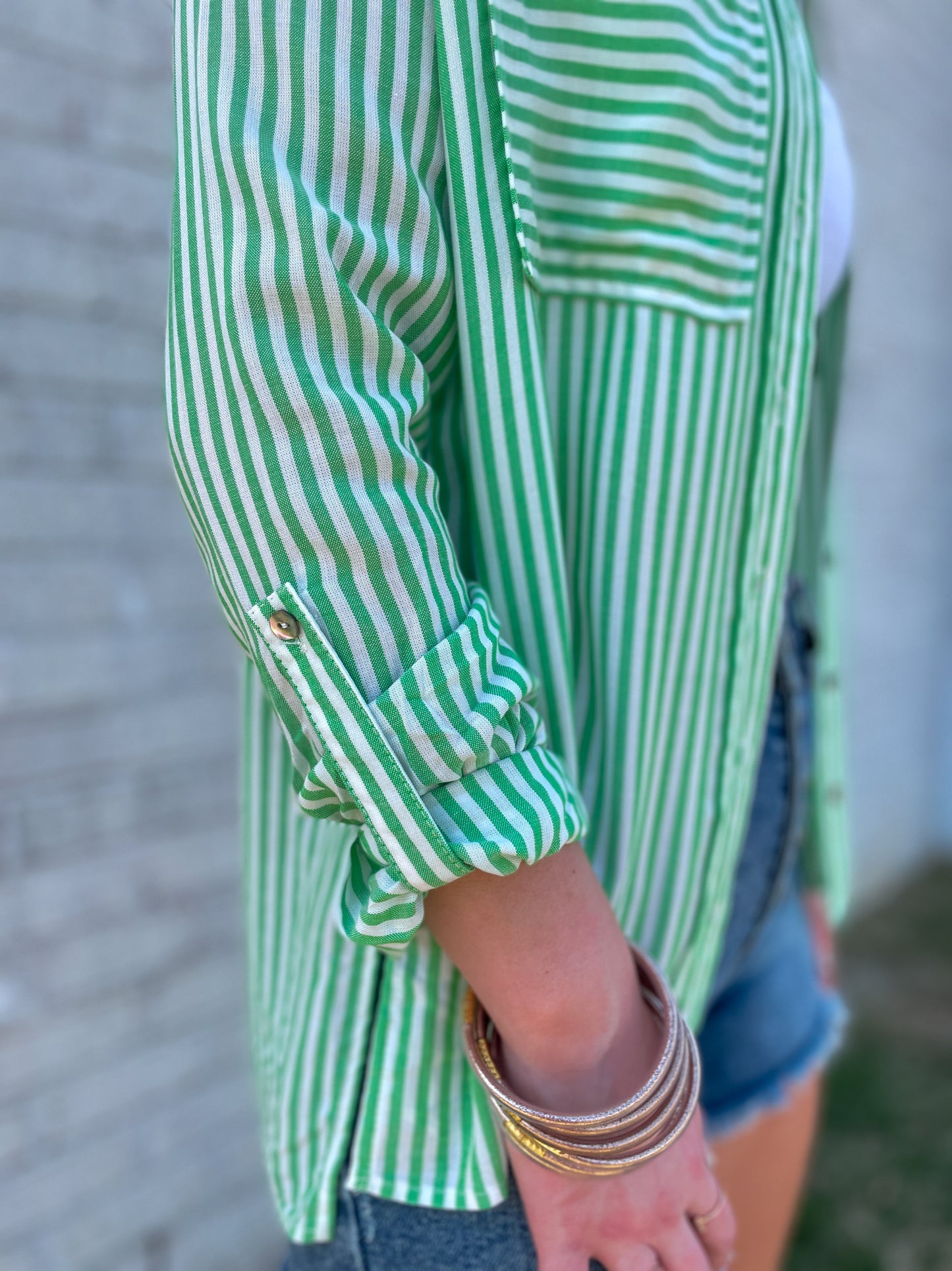 Pinstriped Front Pocket Top