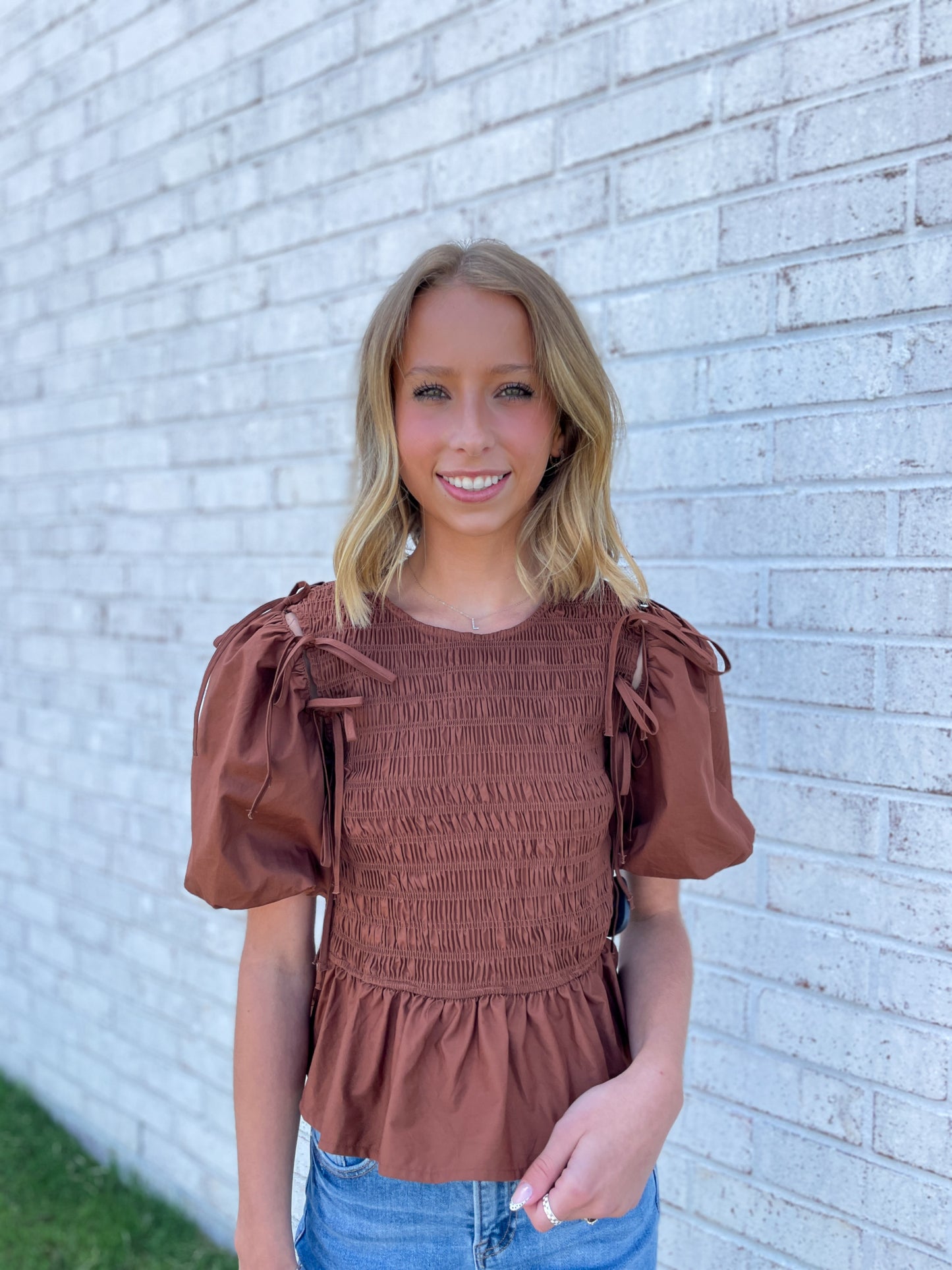 Puff Sleeve Tie Crop Top