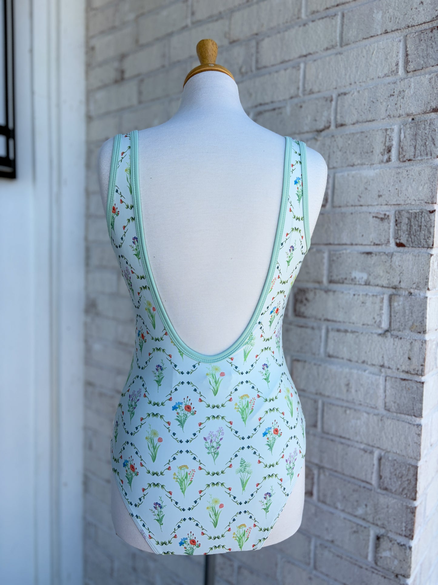 One Piece Floral Swim Suit & Skirt