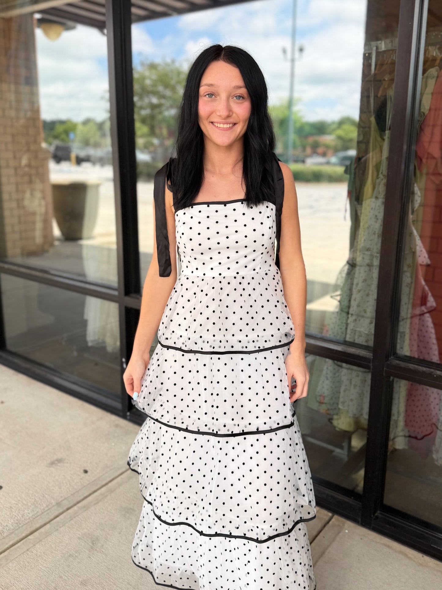Polka Dot Tiered Maxi Dress