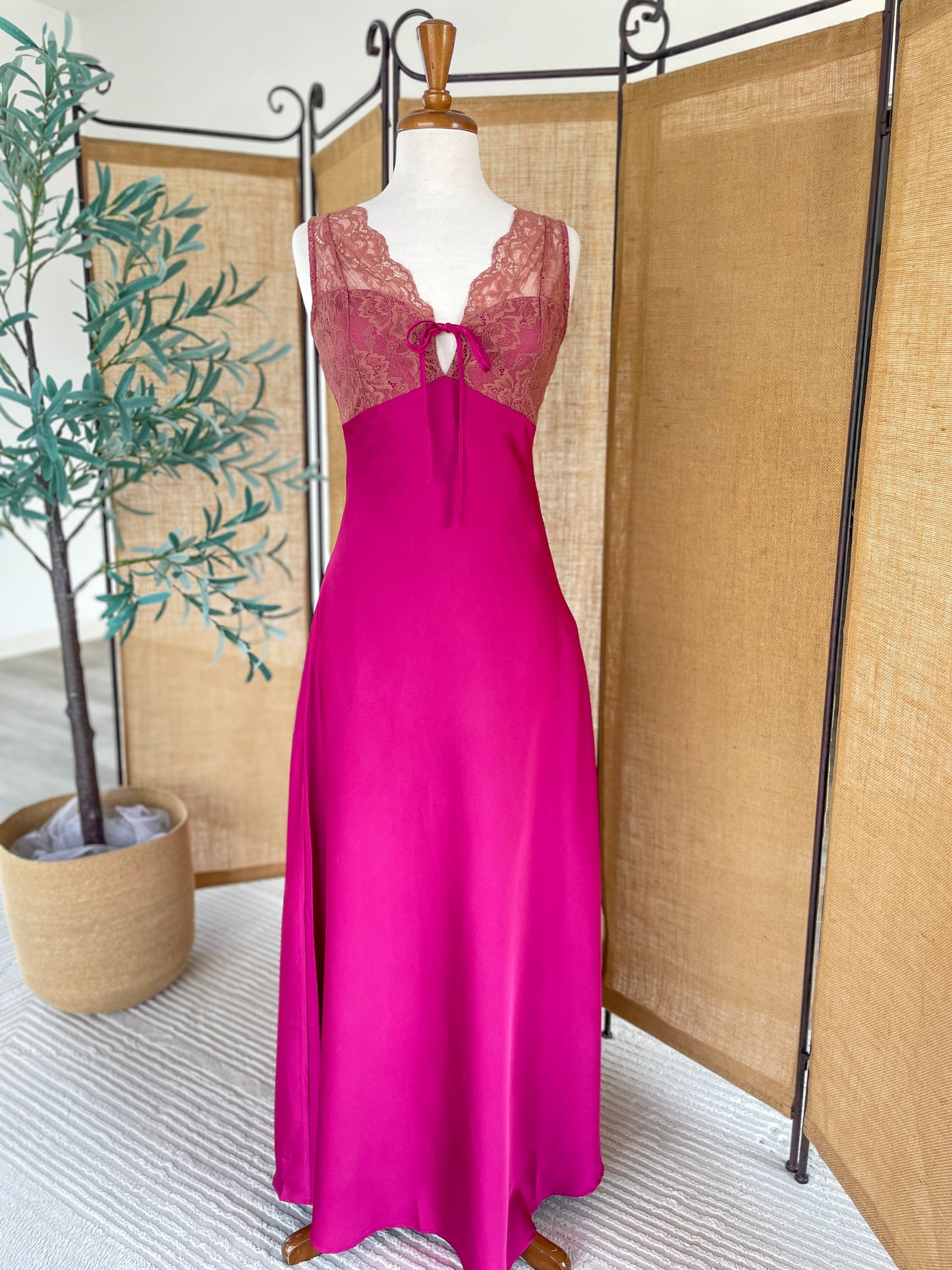 Satin Lace Maxi Dress