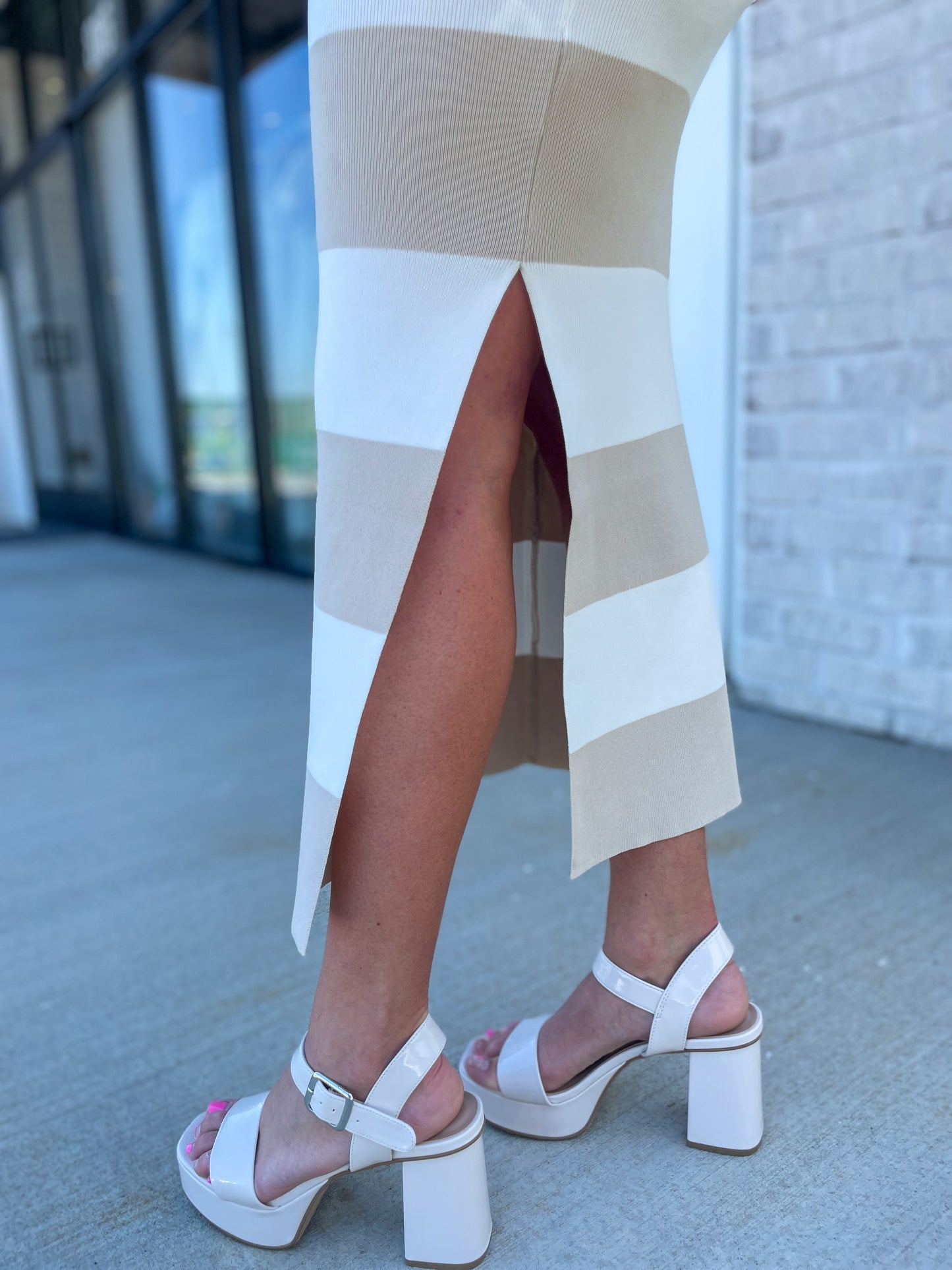 Ember Knitted Striped Midi