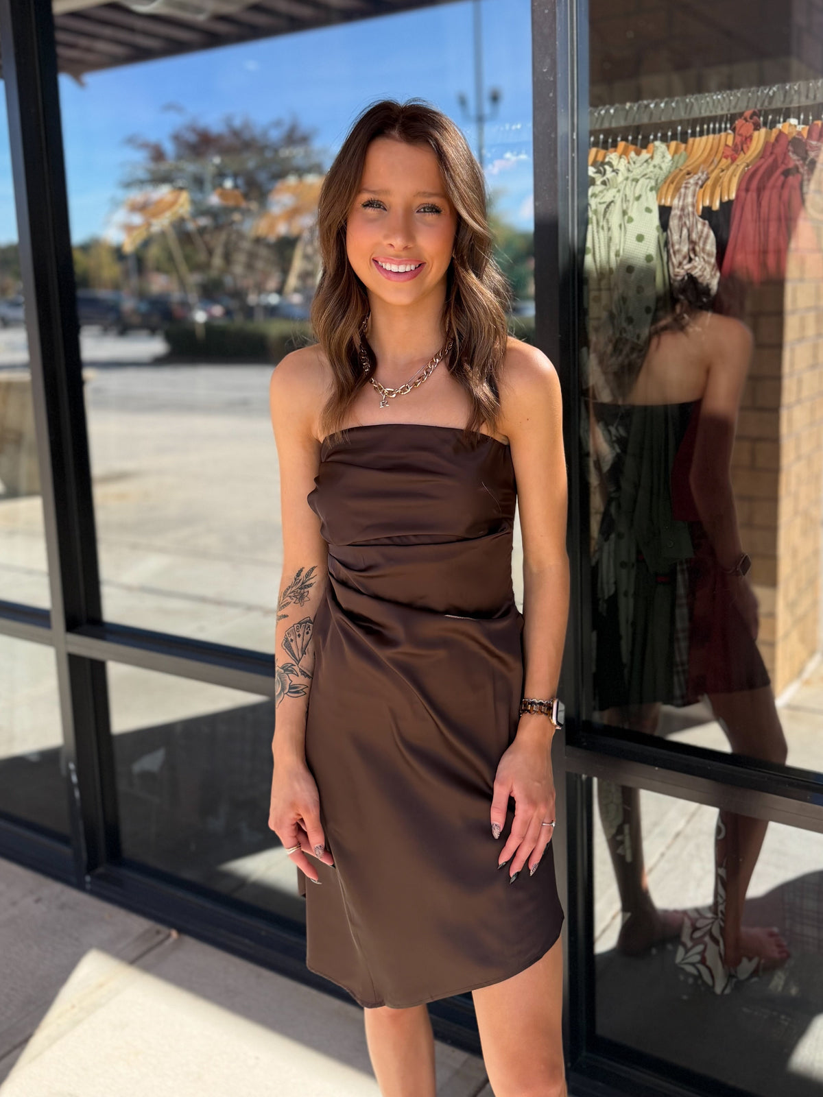 Zella Ruched Strapless Mini Dress
