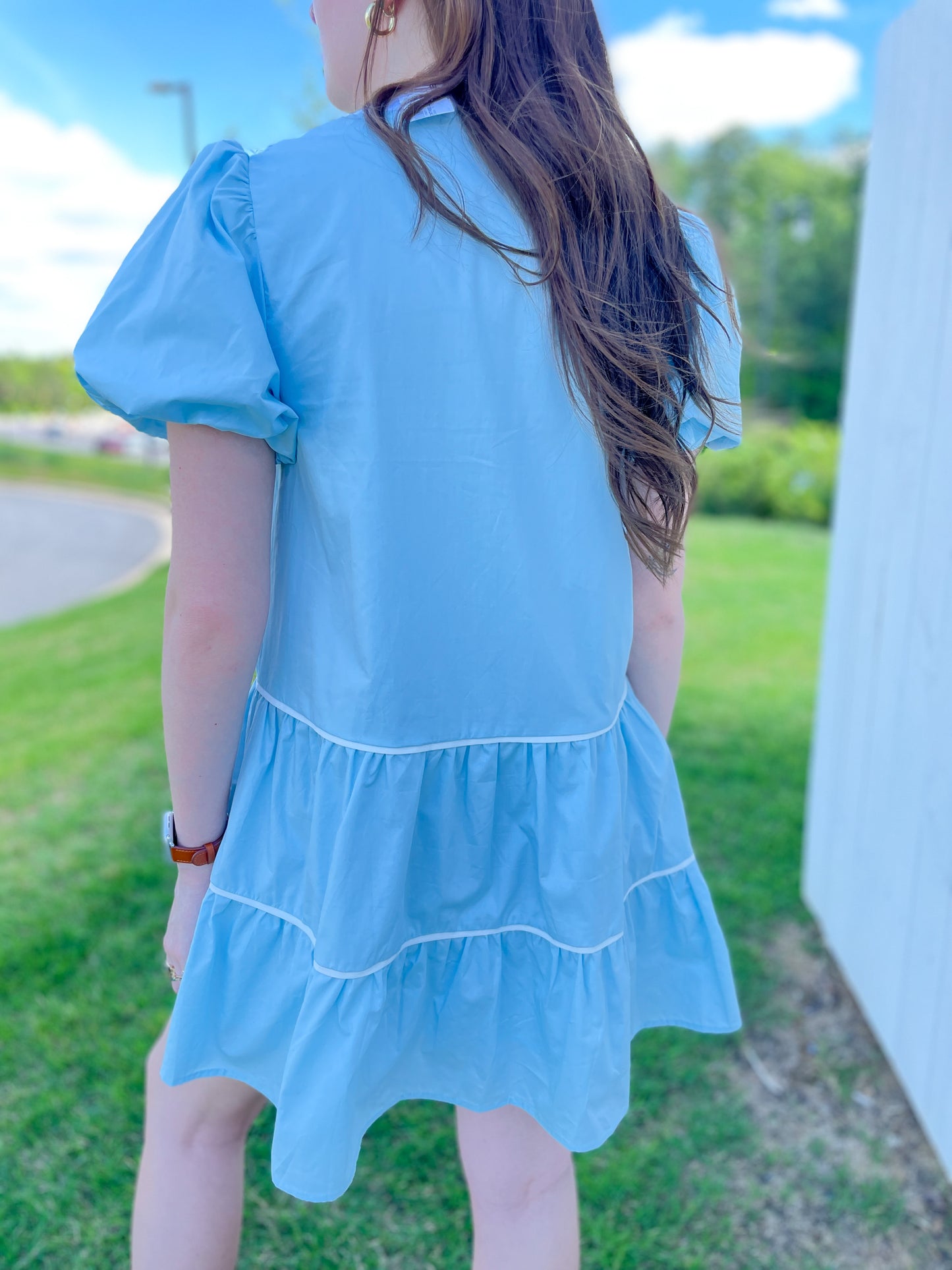 Blair Pleated Puff Sleeve Dress