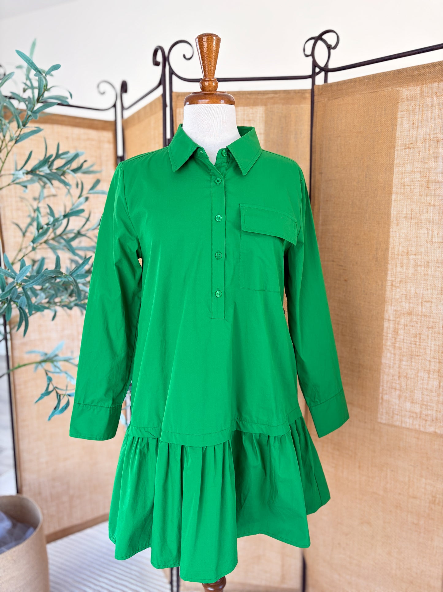 Long Sleeve Button Up Mini Dress