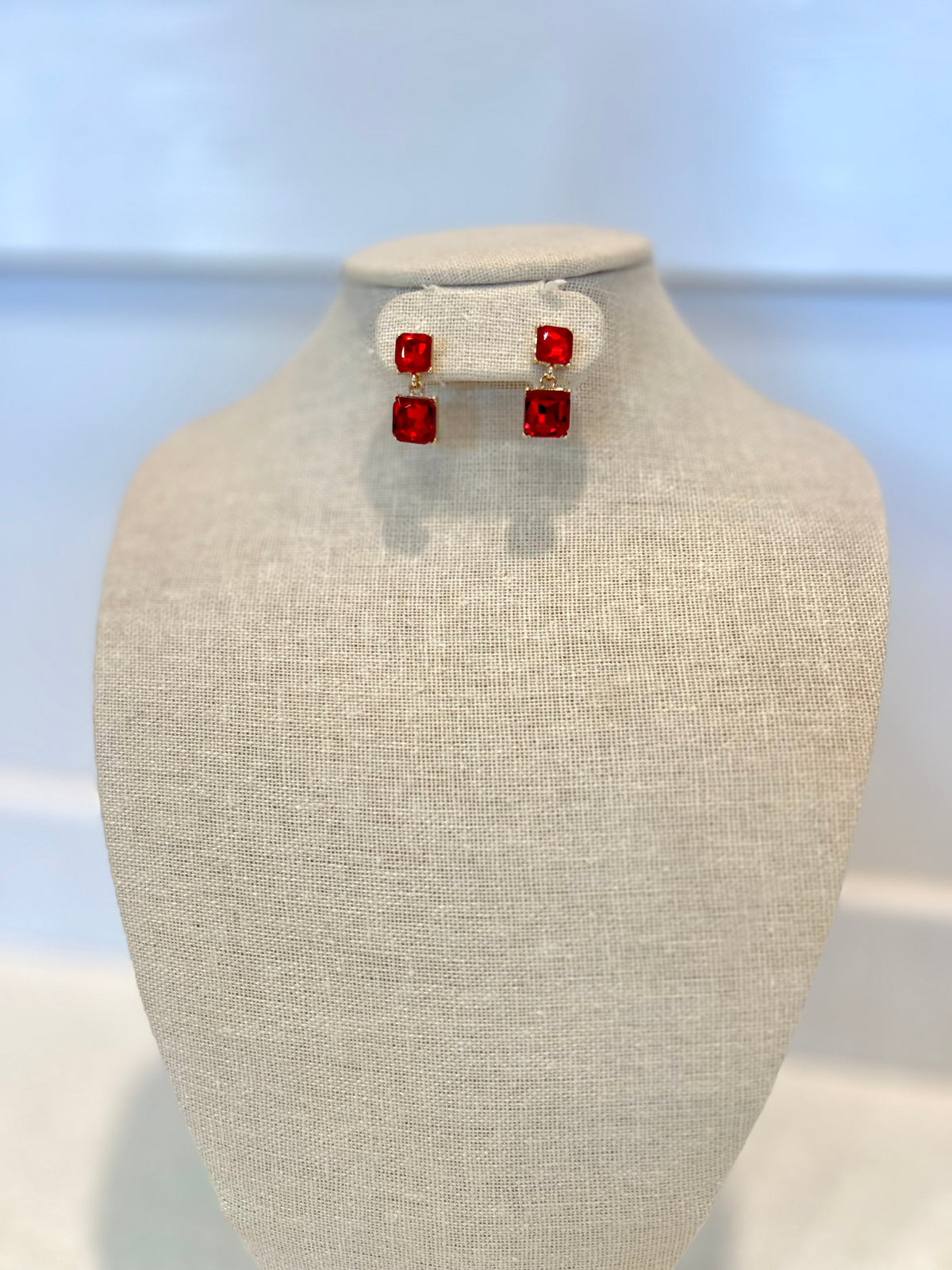 Layered Red Gemstone Earrings