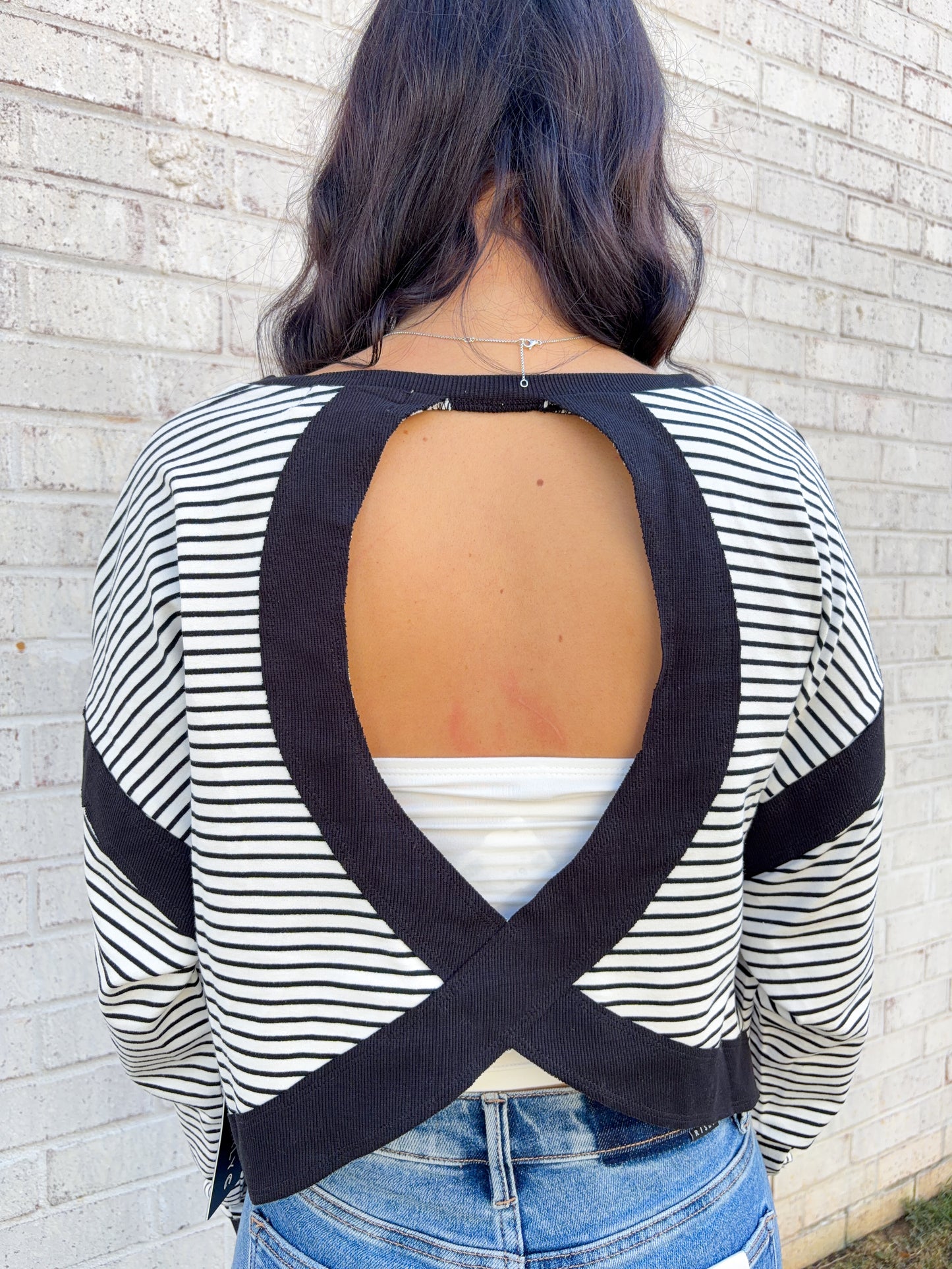 Stripped Open Back Top