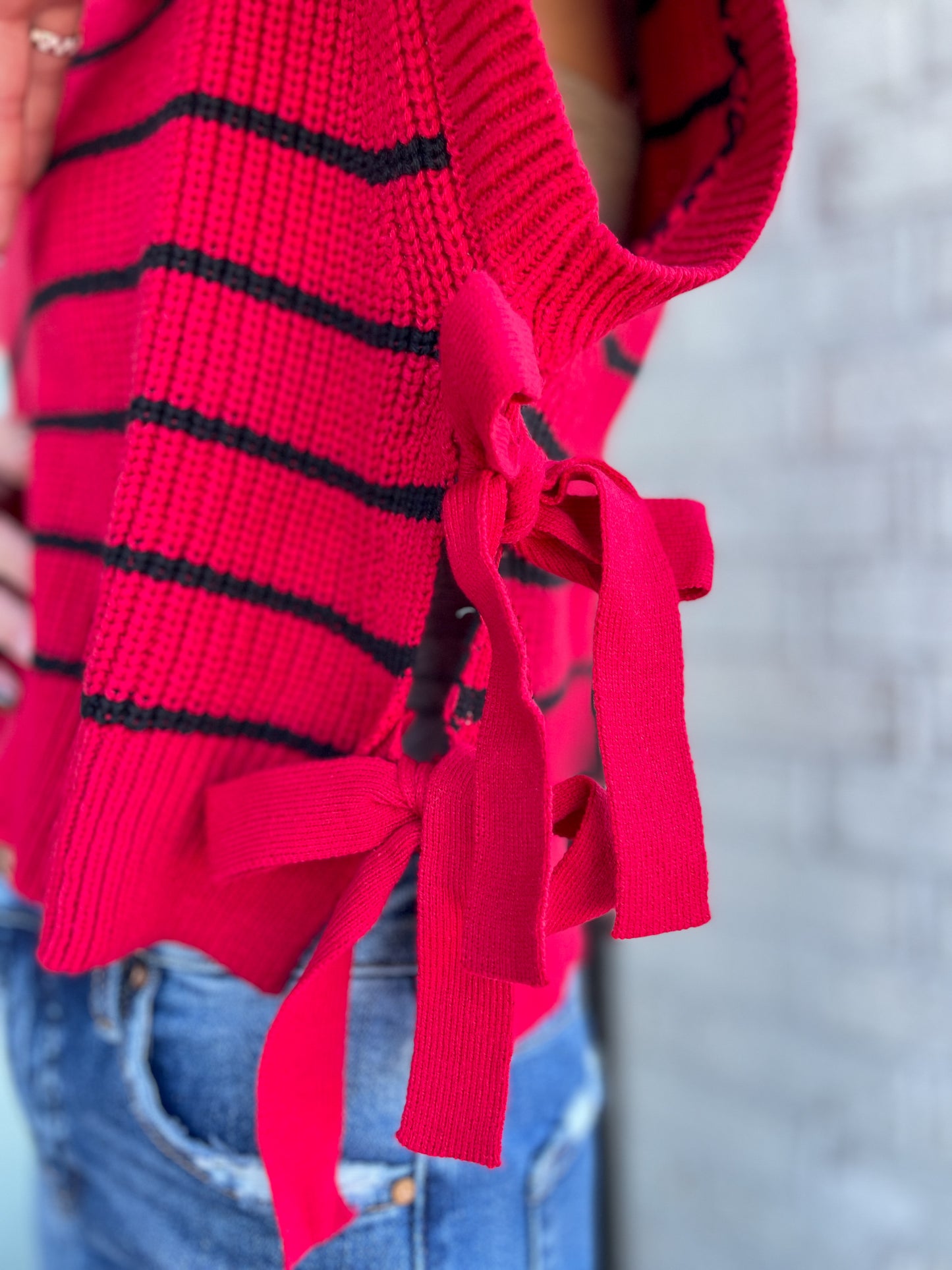 Striped Tie Knit Top