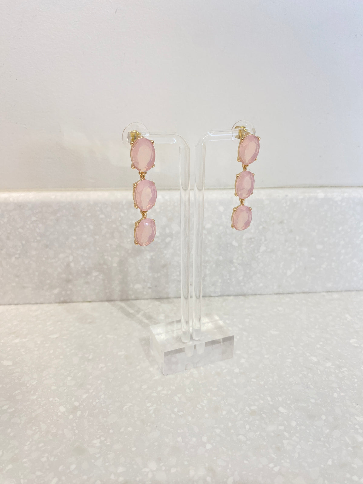Pink Jewel Dangle Earrings