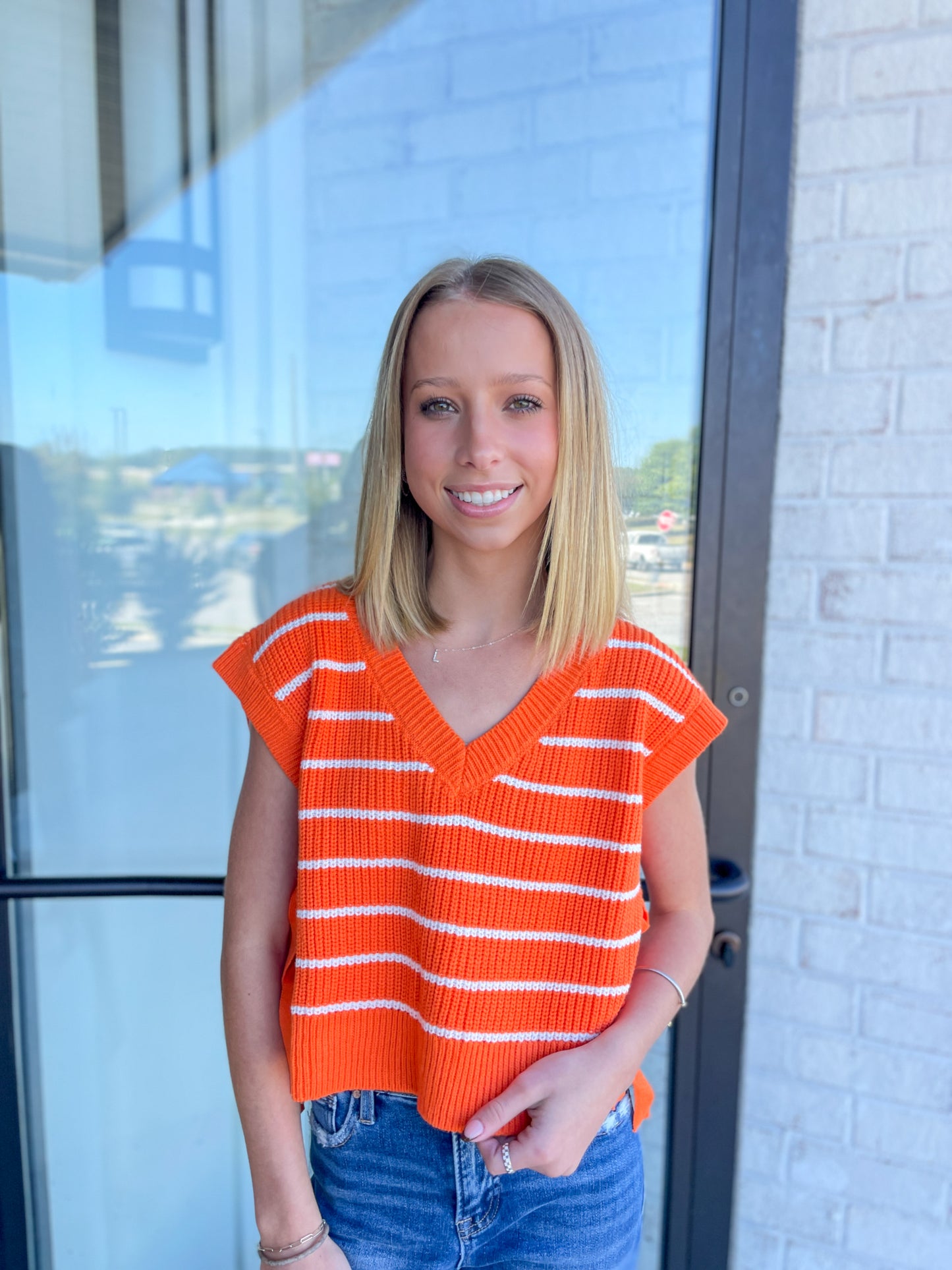 Striped Tie Knit Top