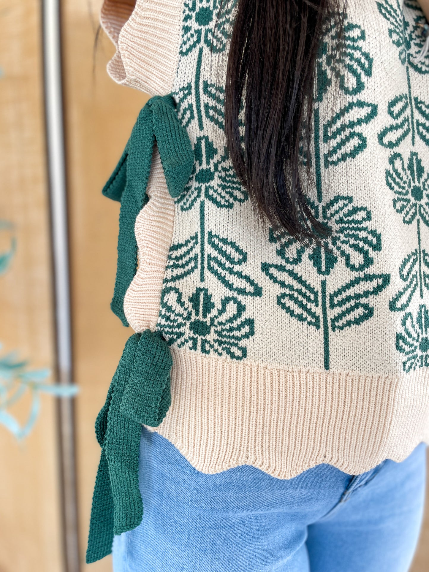 Floral Print Side Tie Sweater