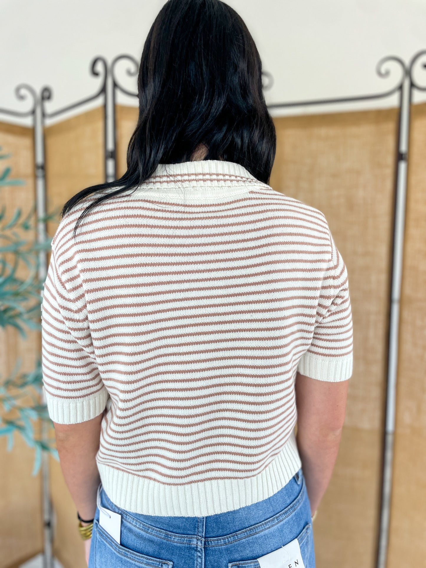 Carsen Stripped Collared Top