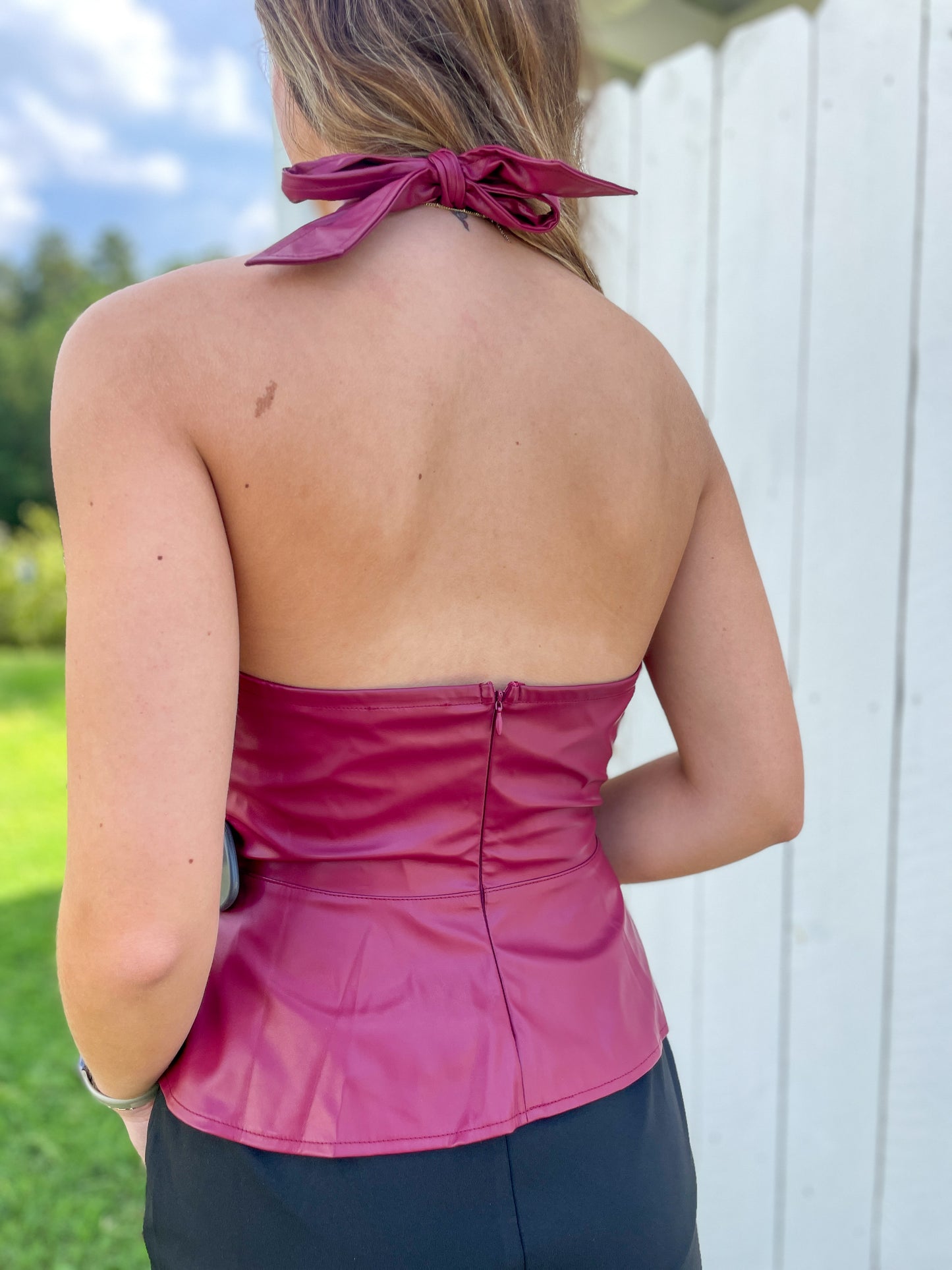 Pleather Criss-Cross Top