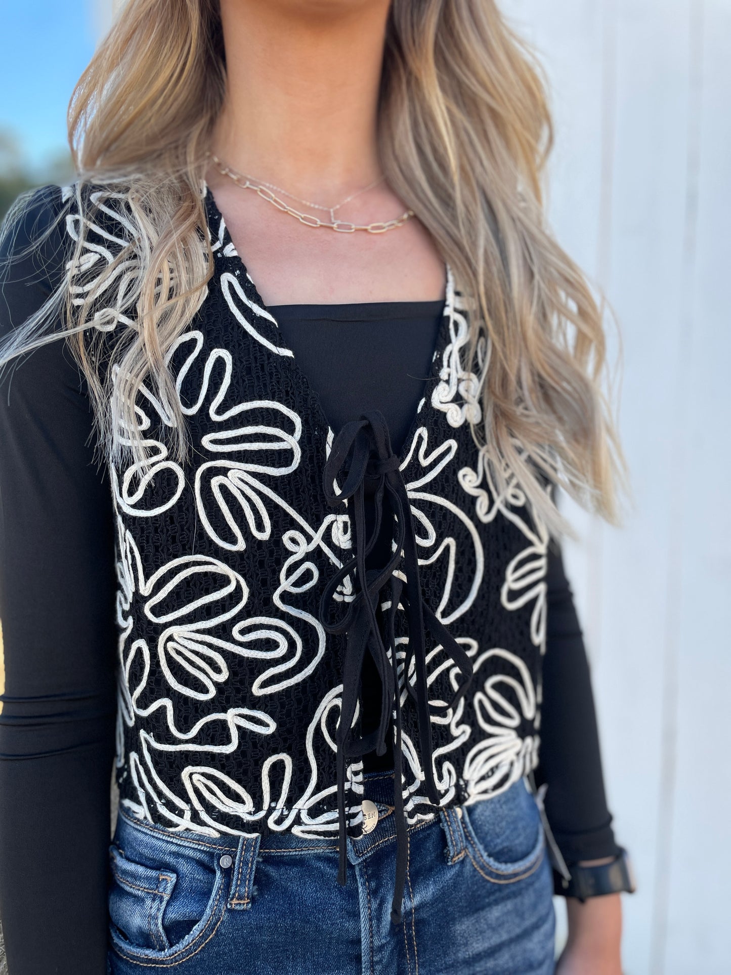 Addie Flower Stitch Vest
